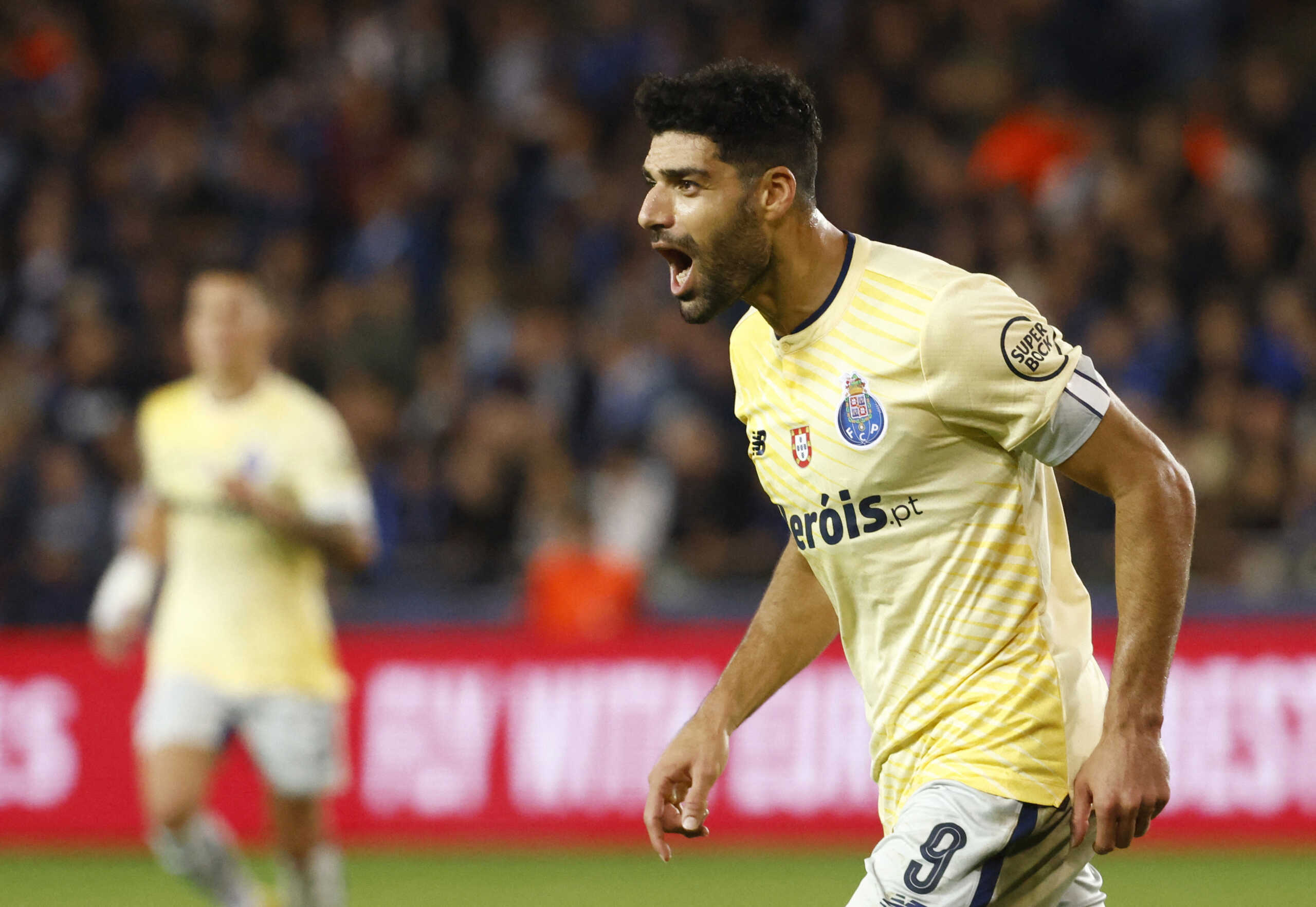 Soccer Football - Champions League - Group B - Club Brugge v FC Porto - Jan Breydel Stadium, Bruges, Belgium - October 26, 2022 FC Porto's Mehdi Taremi celebrates scoring their fourth goal REUTERS