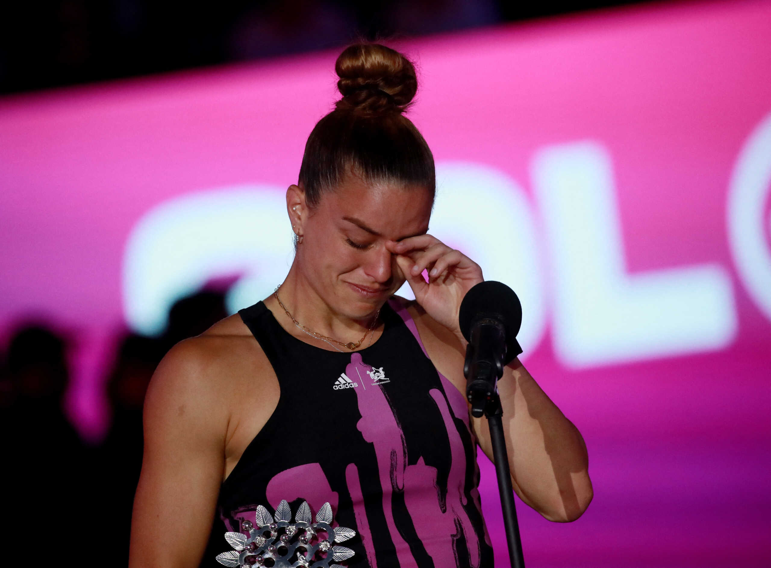 Tennis - WTA 1000 - Guadalajara Open - Guadalajara, Mexico - October 23, 2022 Greece's Maria Sakkari reacts after losing her final match against Jessica Pegula of the U.S. REUTERS