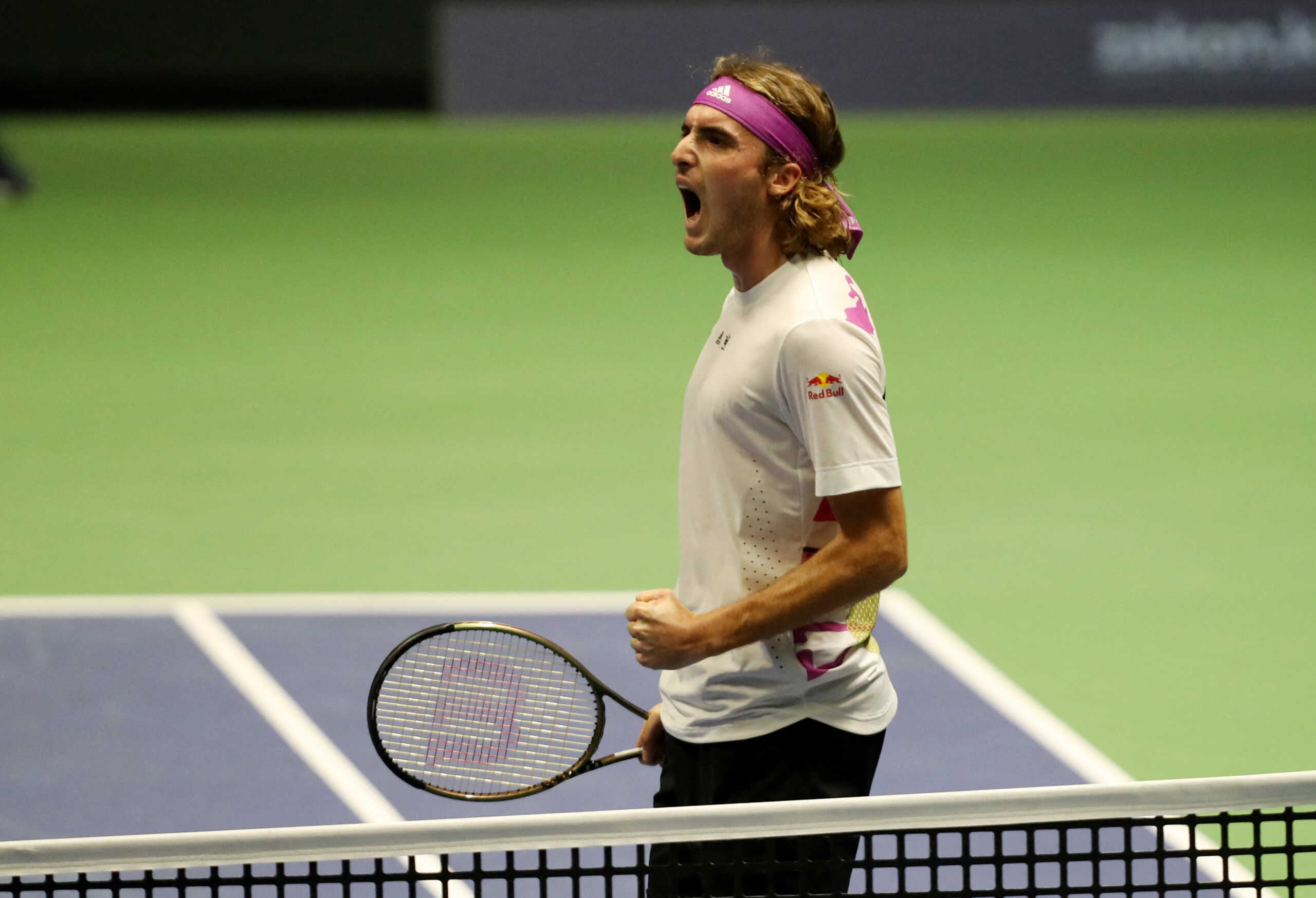 Tennis - ATP 500 - Astana Open - National Tennis Center, Astana, Kazakhstan - October 8, 2022 Greece's Stefanos Tsitsipas reacts during his semi final match against Russia's Andrey Rublev REUTERS