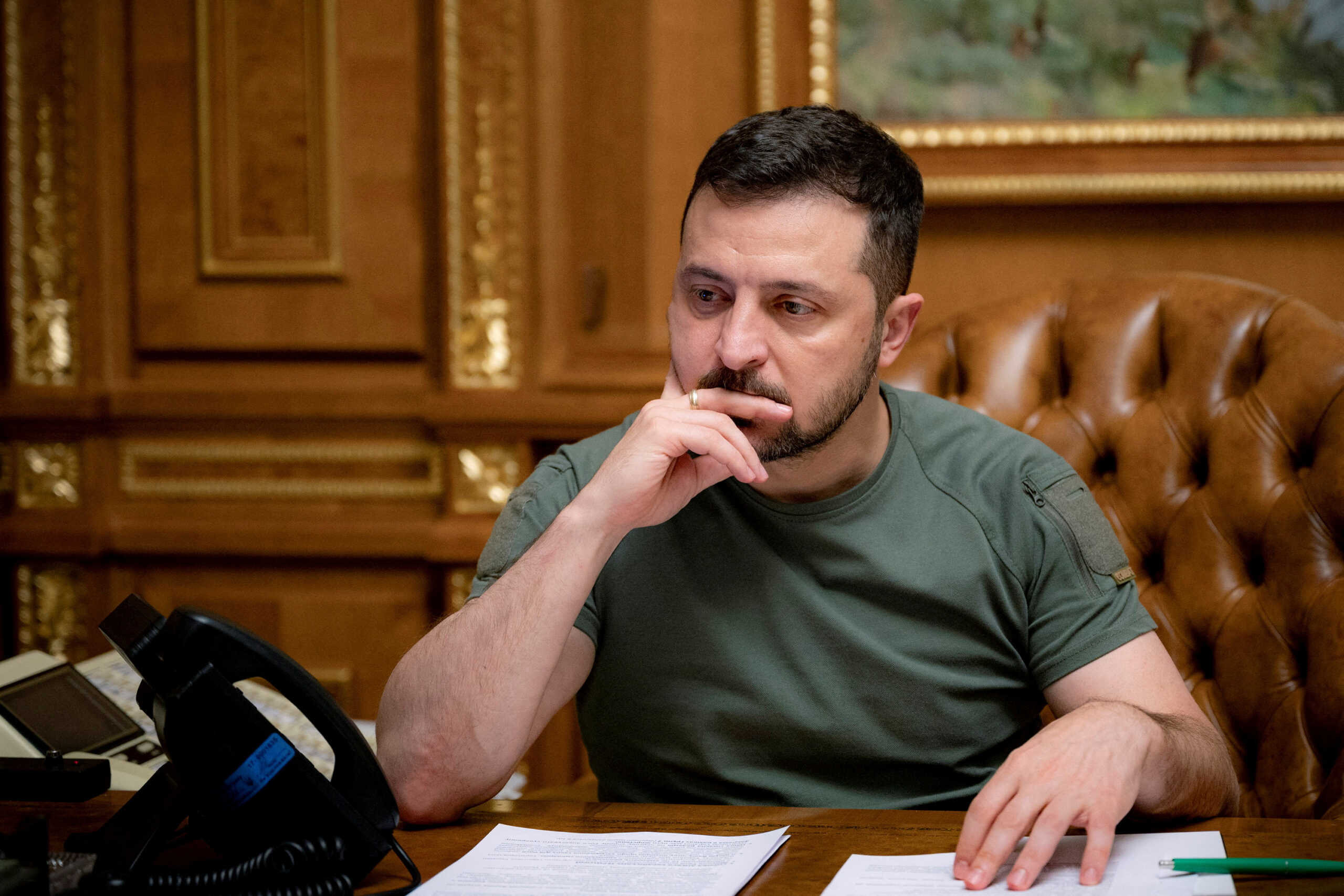FILE PHOTO: Ukraine's President Volodymyr Zelenskiy is seen during a phone call with U.S. President Joe Biden, amid Russia's attack on Ukraine, in Kyiv, Ukraine October 4, 2022.  Ukrainian Presidential Press Service