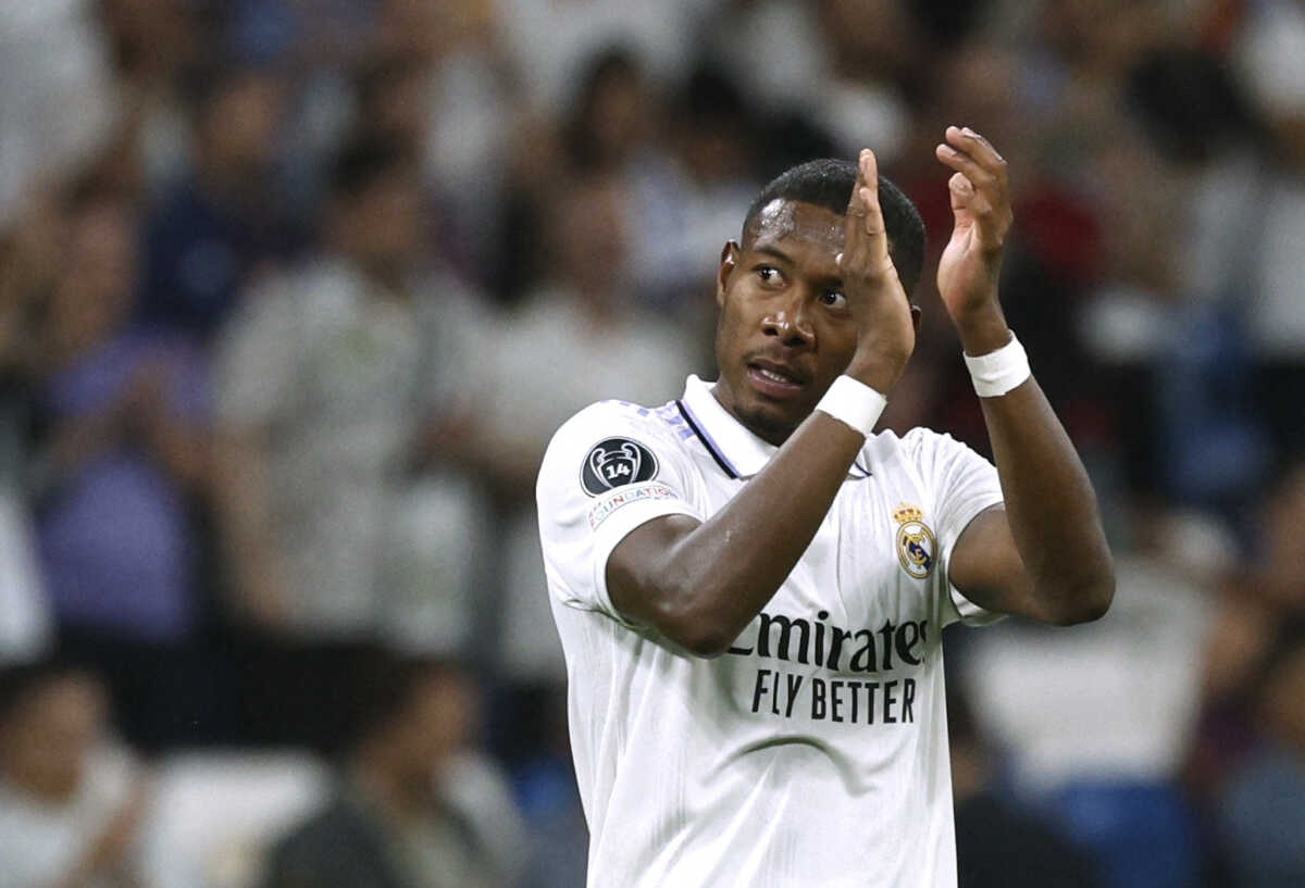 Soccer Football - Champions League - Group F - Real Madrid v Shakhtar Donetsk - Santiago Bernabeu, Madrid, Spain - October 5, 2022  Real Madrid's David Alaba celebrates after the match REUTERS