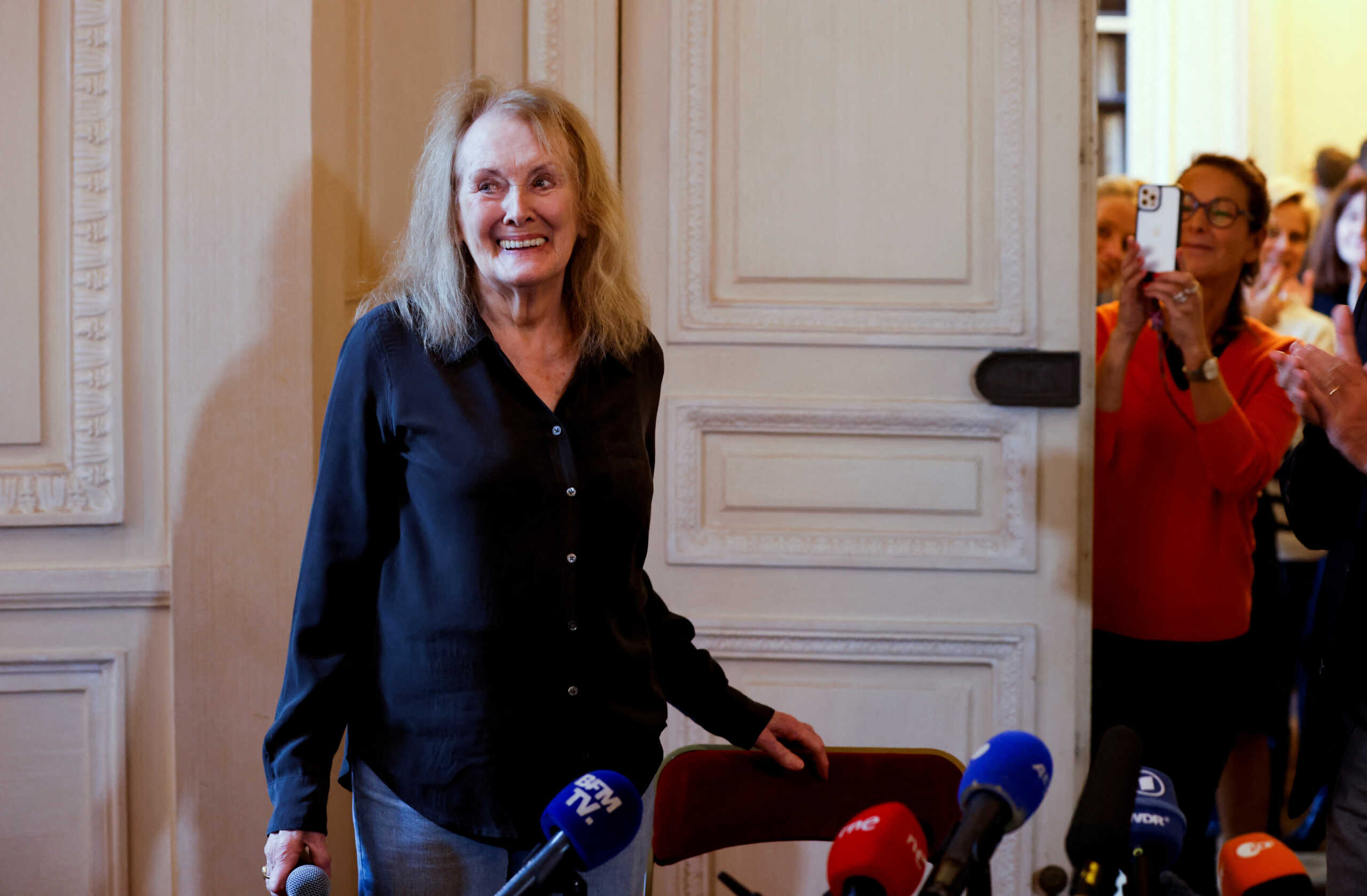 French novelist Annie Ernaux attends a news conference after being announced as the winner of the 2022 Nobel Prize in Literature, in Cergy-Pontoise, France October 6, 2022. REUTERS