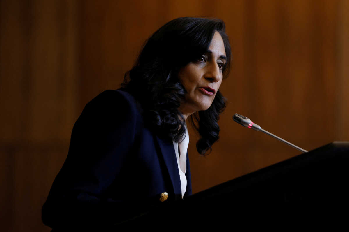 Canada's Minister of National Defence Anita Anand takes part in a news conference about the federal government's response to Hurricane Fiona, later downgraded to post-tropical storm, in Ottawa, Canada, September 26, 2022. REUTERS