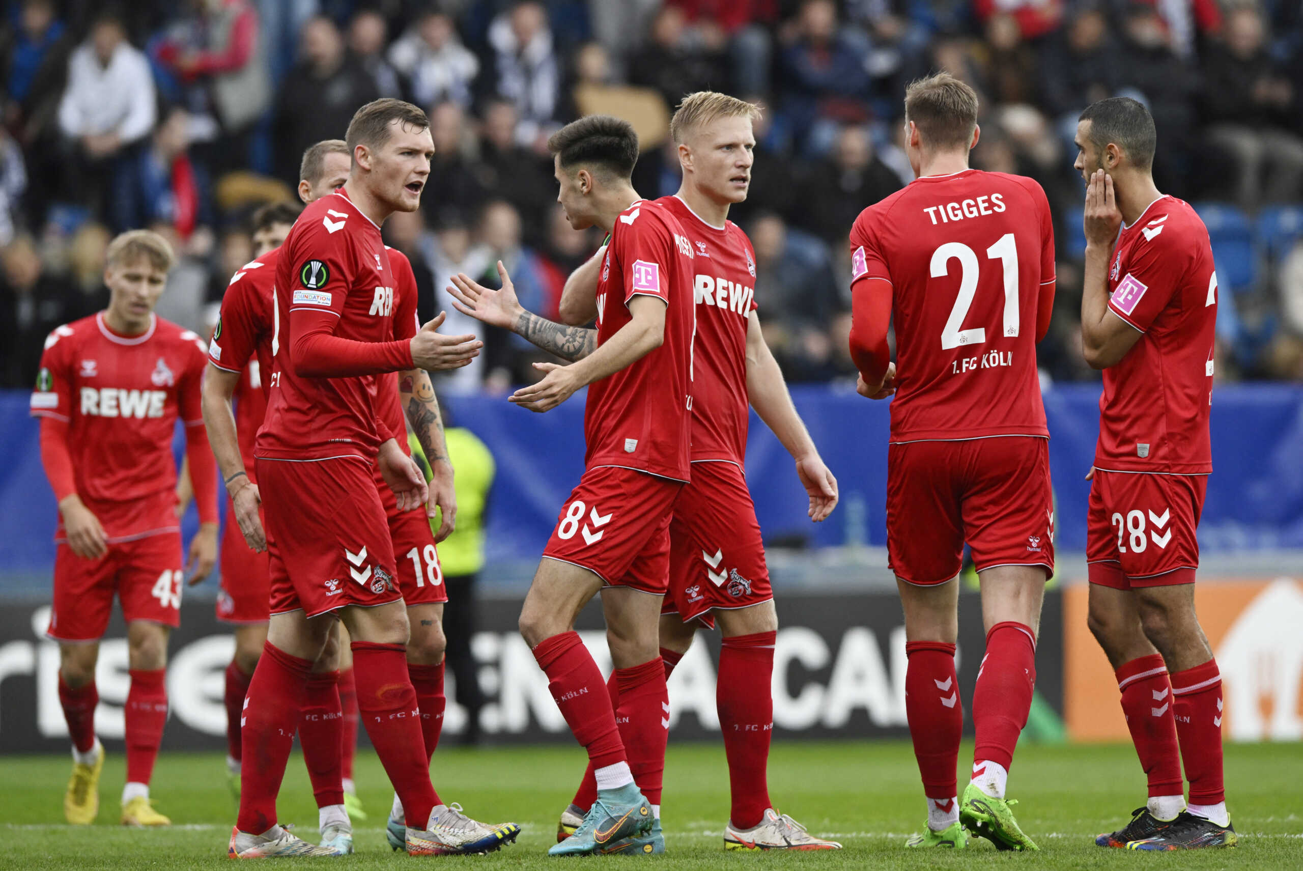 Soccer Football - Europa Conference League - Group D - 1. FC Slovacko v FC Cologne - Mestsky fotbalovy stadion Miroslava Valenty, Uherske Hradiste, Czech Republic - October 28, 2022  FC Cologne players after the match REUTERS