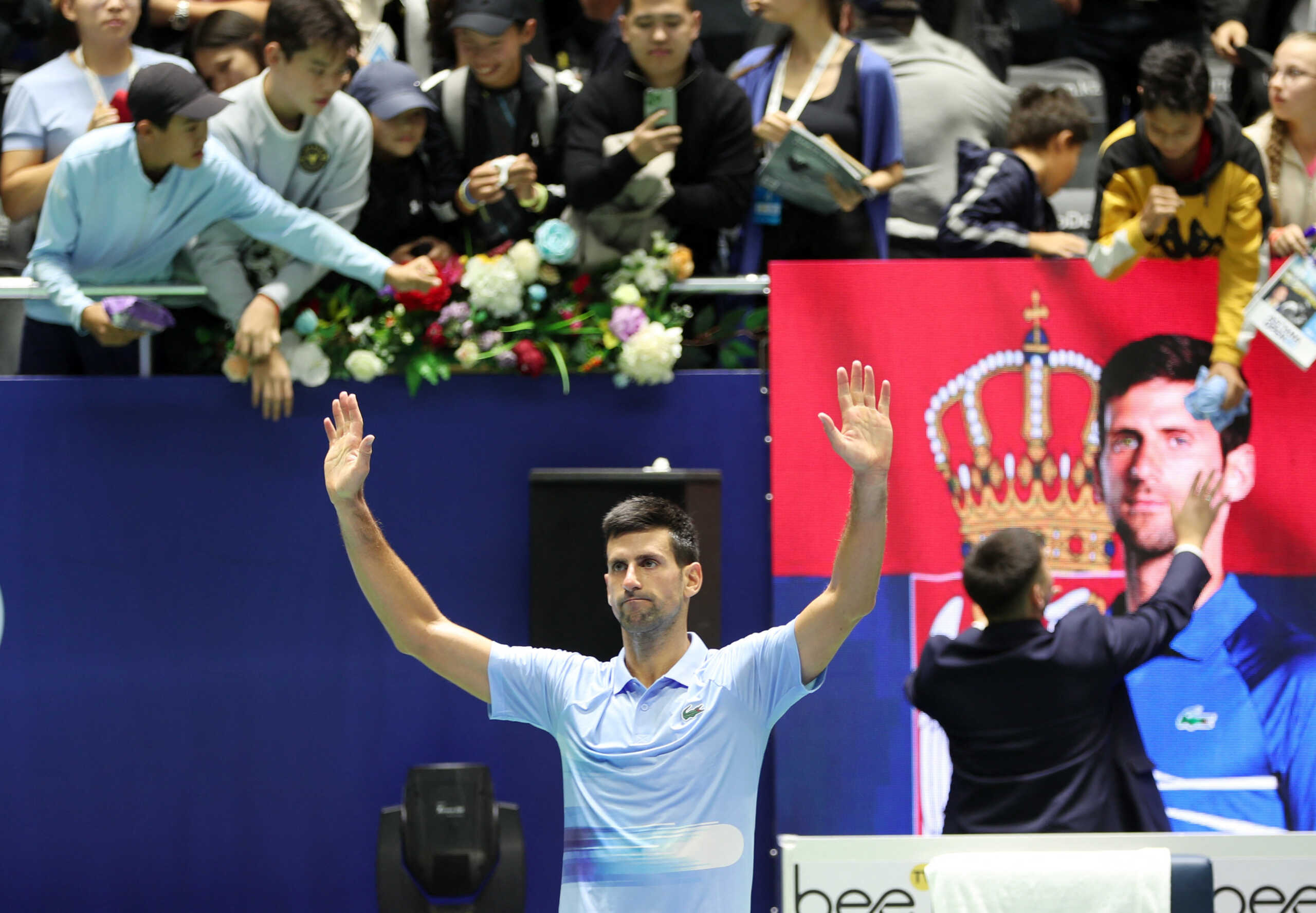 Tennis - ATP 500 - Astana Open - National Tennis Center, Astana, Kazakhstan - October 8, 2022 Serbia's Novak Djokovic celebrates winning his semi final match against Russia's Daniil Medvedev REUTERS