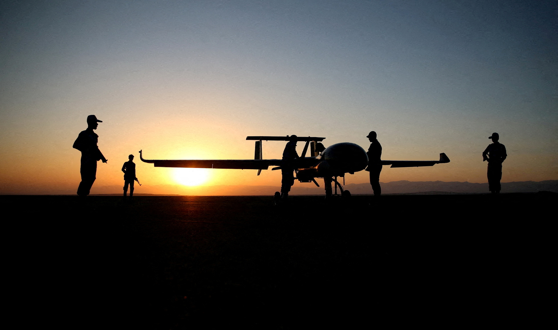 FILE PHOTO: A view of a drone during a military exercise in an undisclosed location in Iran, in this handout image obtained on August 24, 2022. Iranian Army
