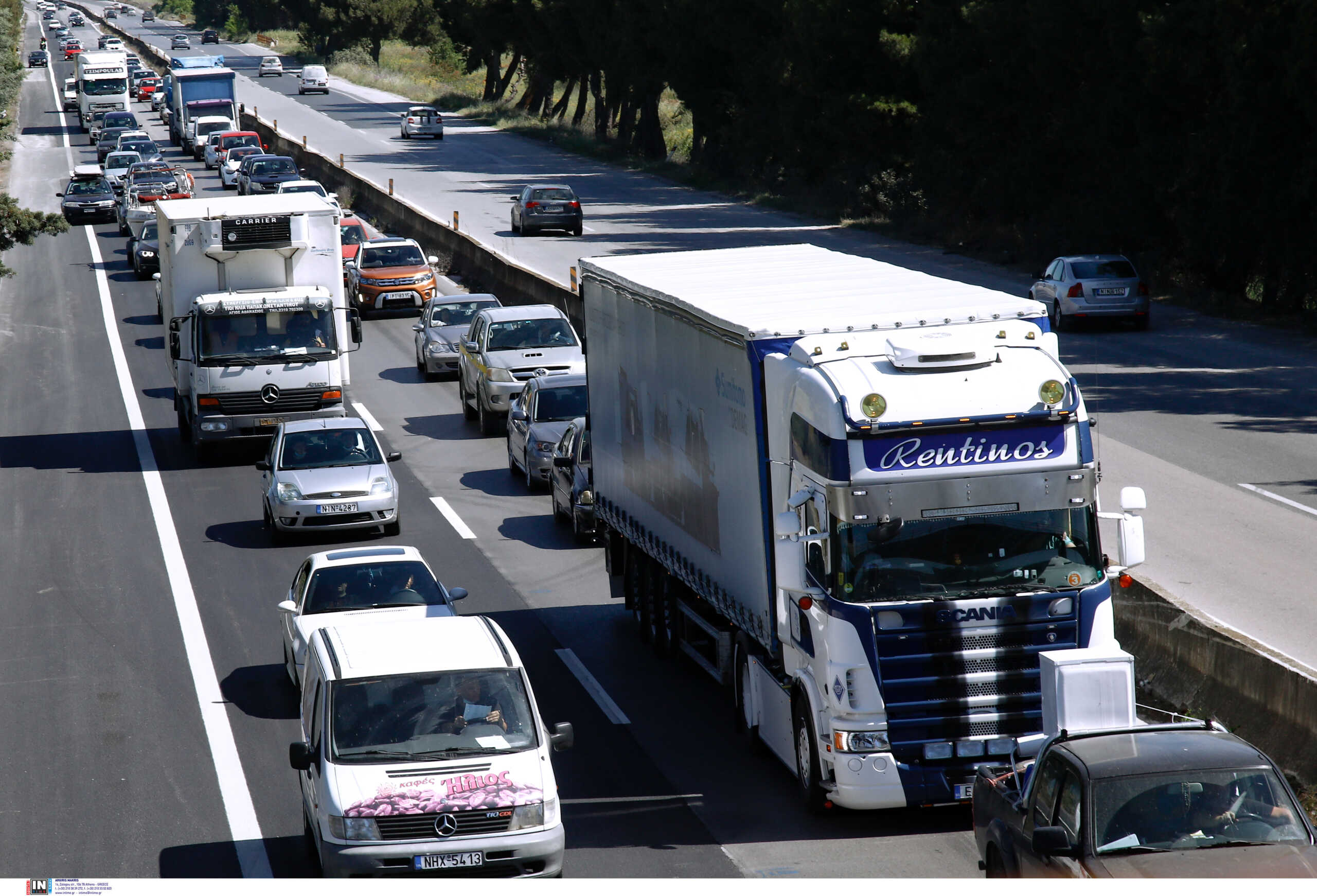 National highway: traffic jam in Athens