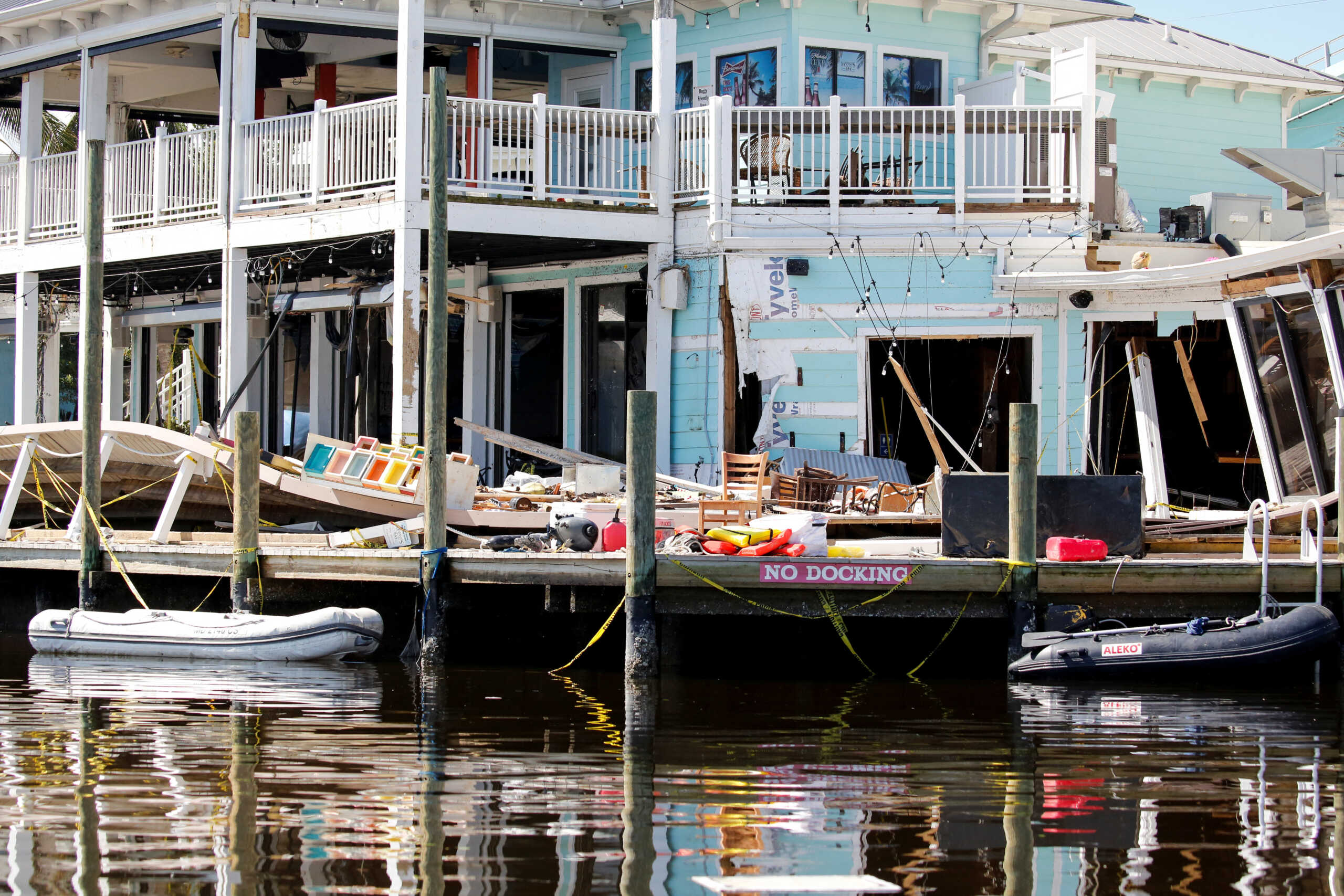 A destroyed business is seen in the Matanzas Pass after Hurricane Ian caused widespread destruction in Fort Myers Beach, Florida, U.S., October 1, 2022. REUTERS