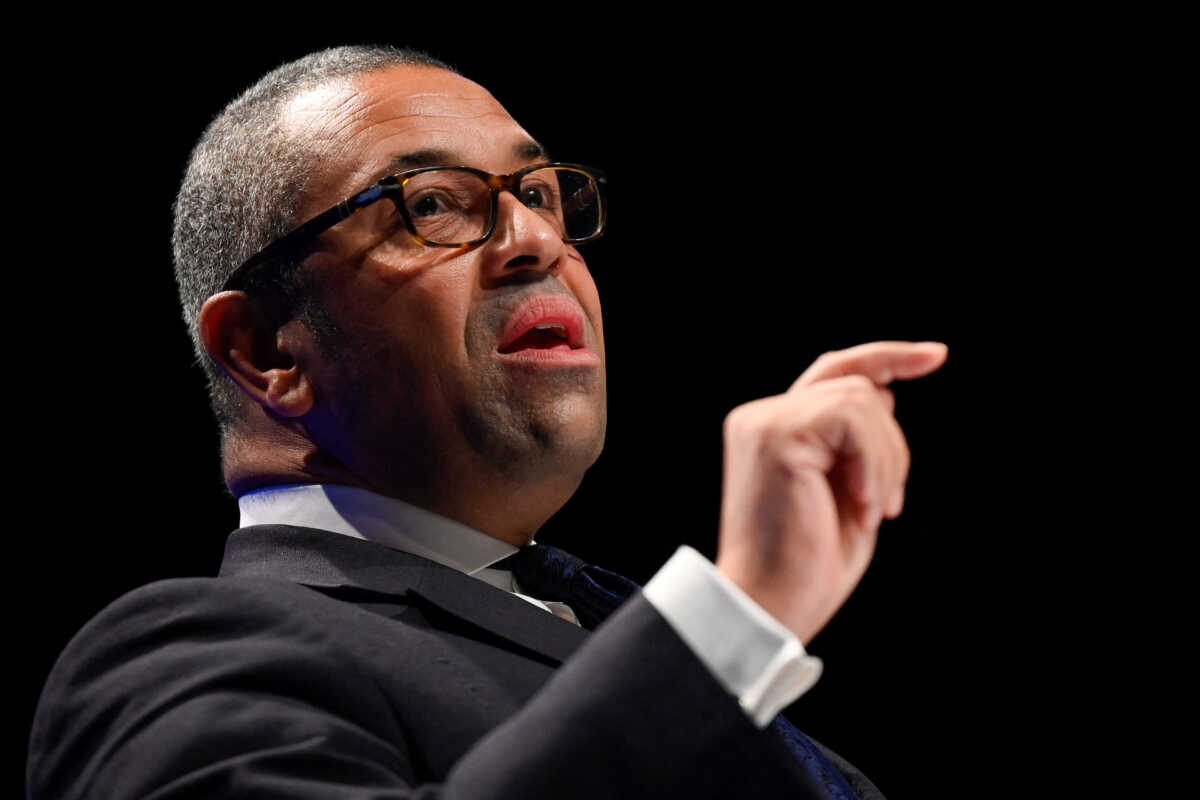 British Secretary of State for Foreign, Commonwealth and Development Affairs James Cleverly speaks during Britain's Conservative Party's annual conference, in Birmingham, Britain, October 4, 2022. REUTERS