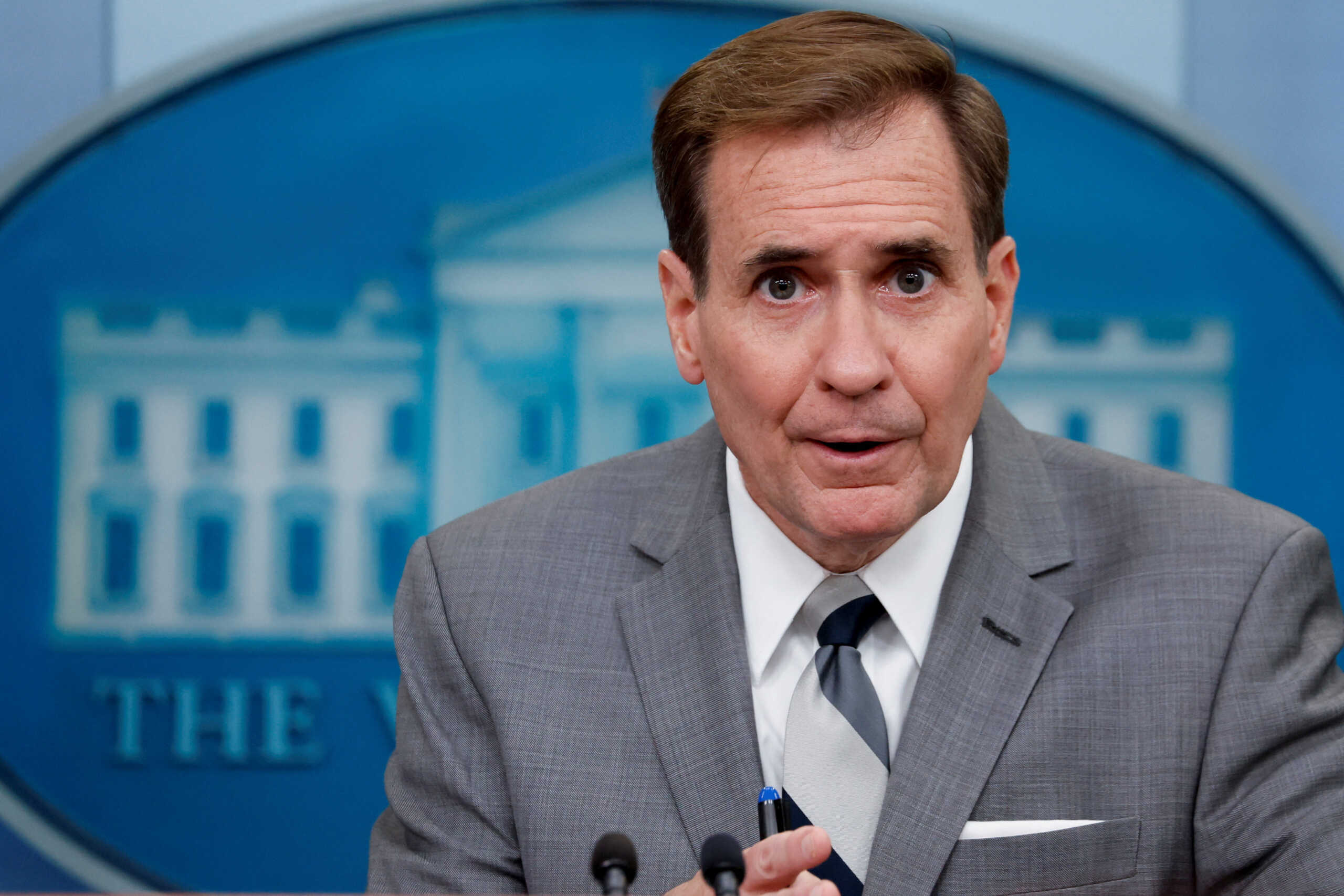 White House National Security Council Strategic Communications Coordinator John Kirby addresses the daily press briefing at the White House in Washington, U.S. October 26, 2022.  REUTERS
