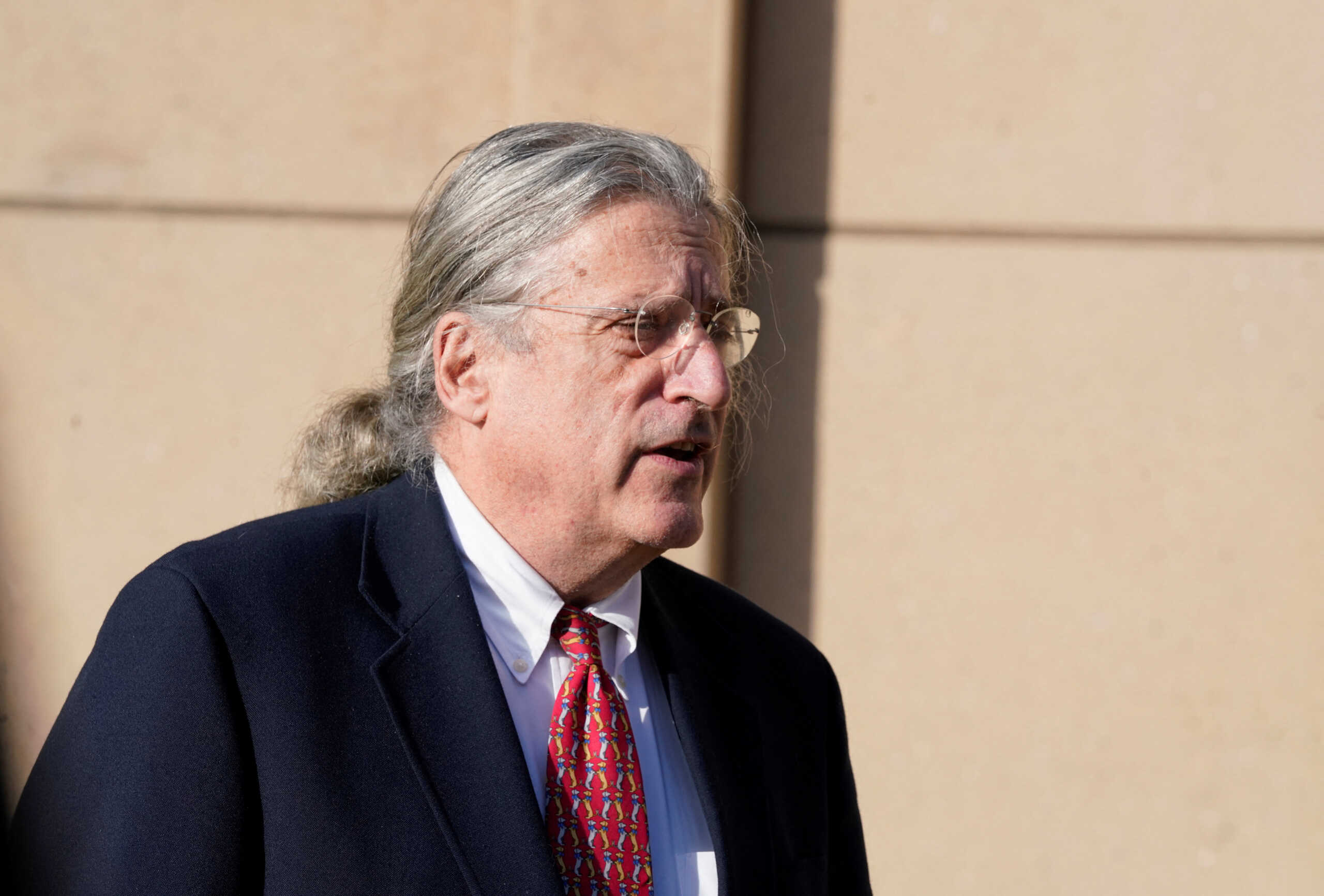 Attorney for Alex Jones, Norm Pattis addresses the media after the jury awarded Sandy Hook families $965 million in damages in a second defamation trial over Sandy Hook claims in Waterbury, Connecticut, U.S., October 12, 2022.   REUTERS