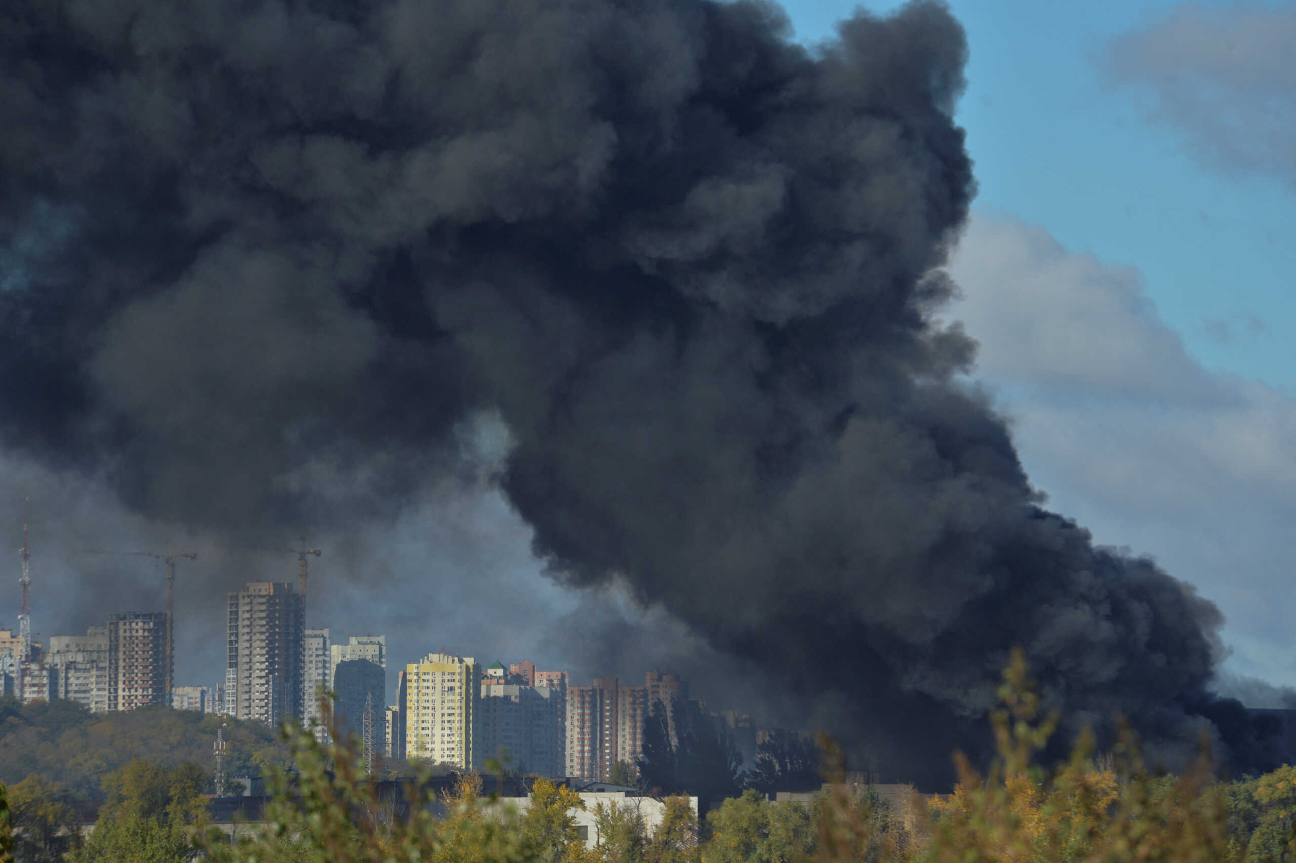 Smoke rises over the city after a Russian missile strike, amid Russia's attack on Ukraine, in Kyiv, Ukraine October 10, 2022.  REUTERS