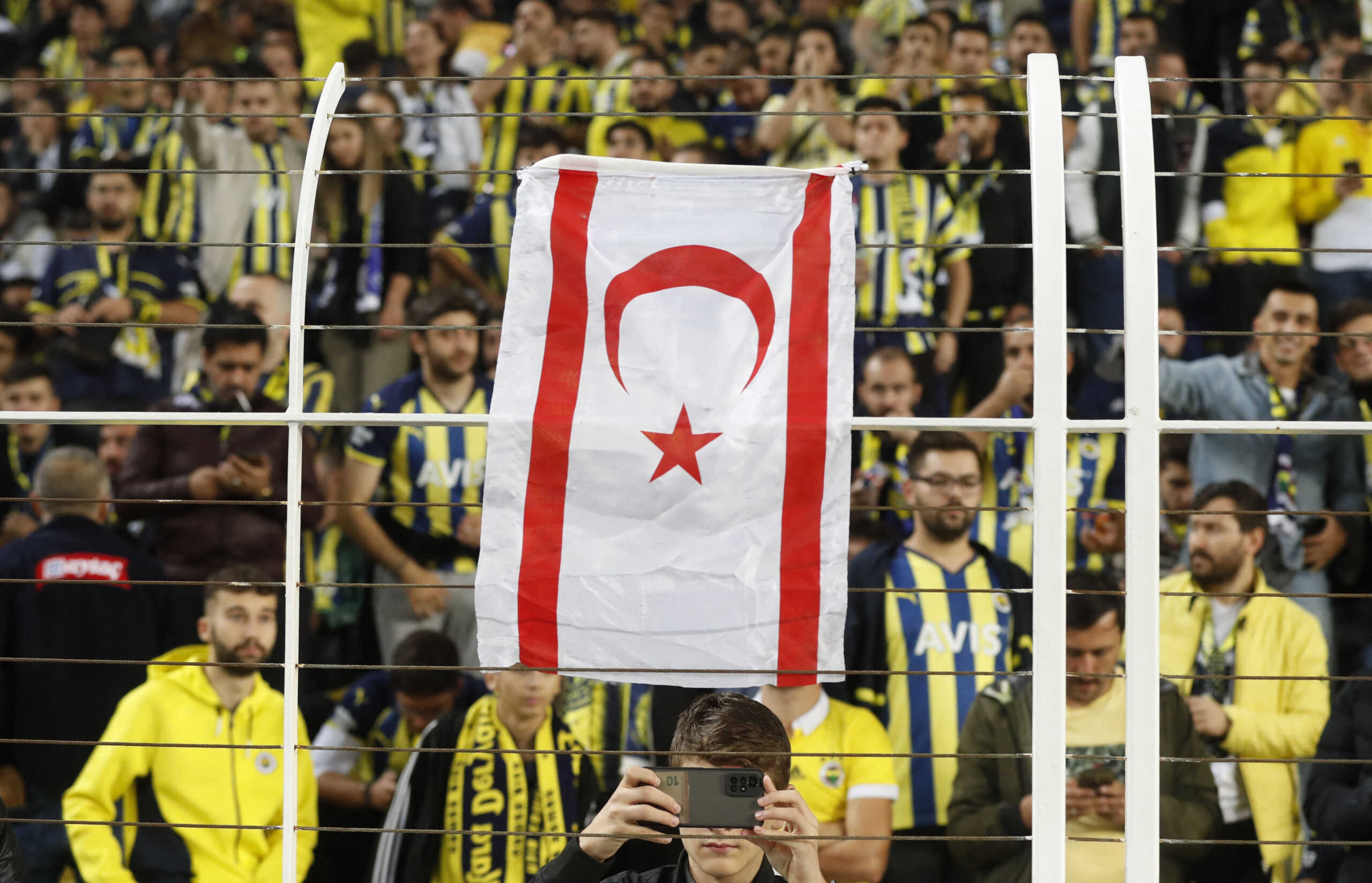 Soccer Football - Europa League - Group B - Fenerbahce v AEK Larnaca - Sukru Saracoglu Stadium, Istanbul, Turkey - October 6, 2022 Turkey flag seen inside the stadium before the match REUTERS