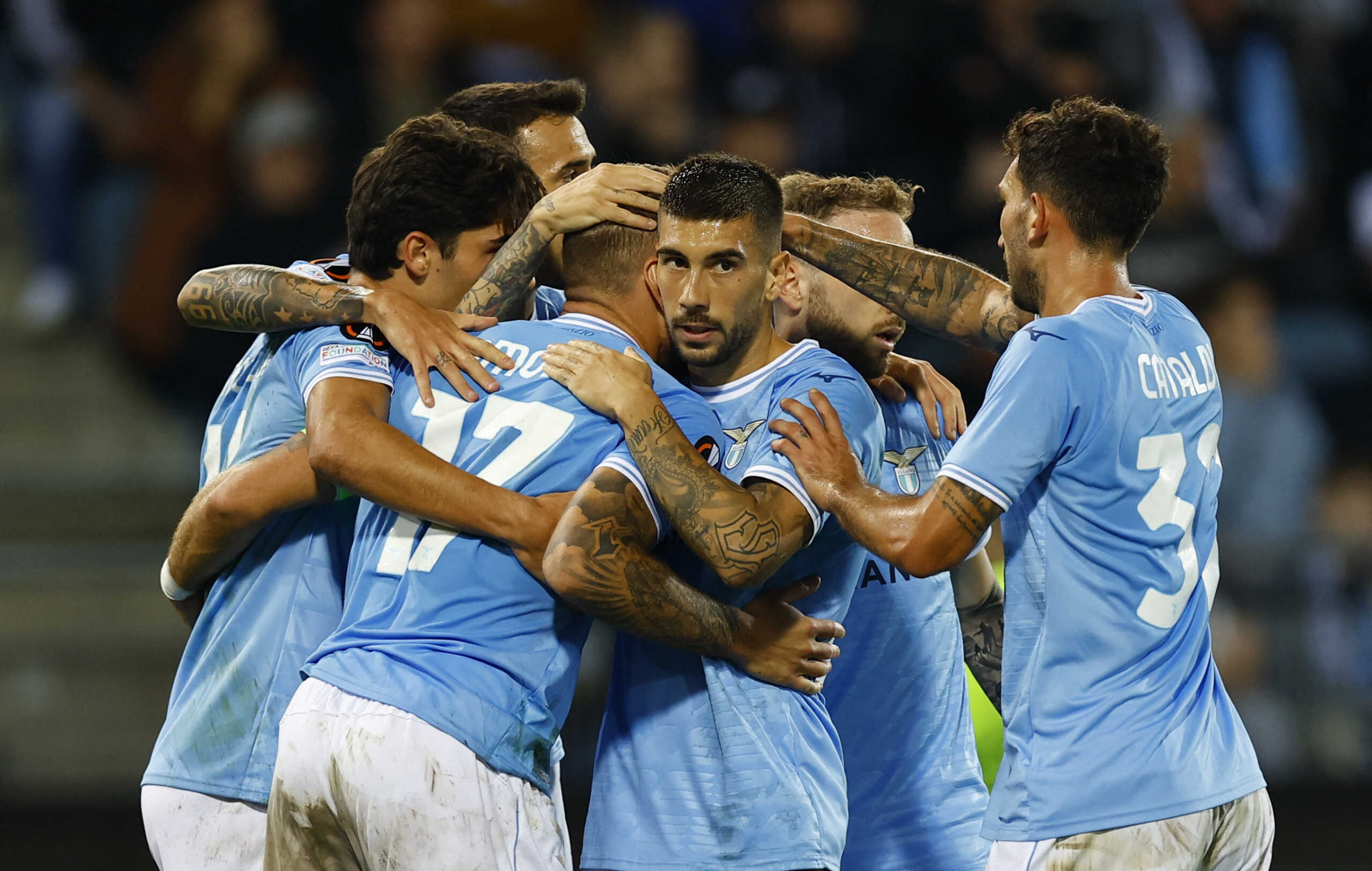 Soccer Football - Europa League - Group F - SK Sturm Graz v Lazio - Merkur Arena, Graz, Austria - October 6, 2022 Lazio's Ciro Immobile celebrates scoring a goal that was later disallowed REUTERS