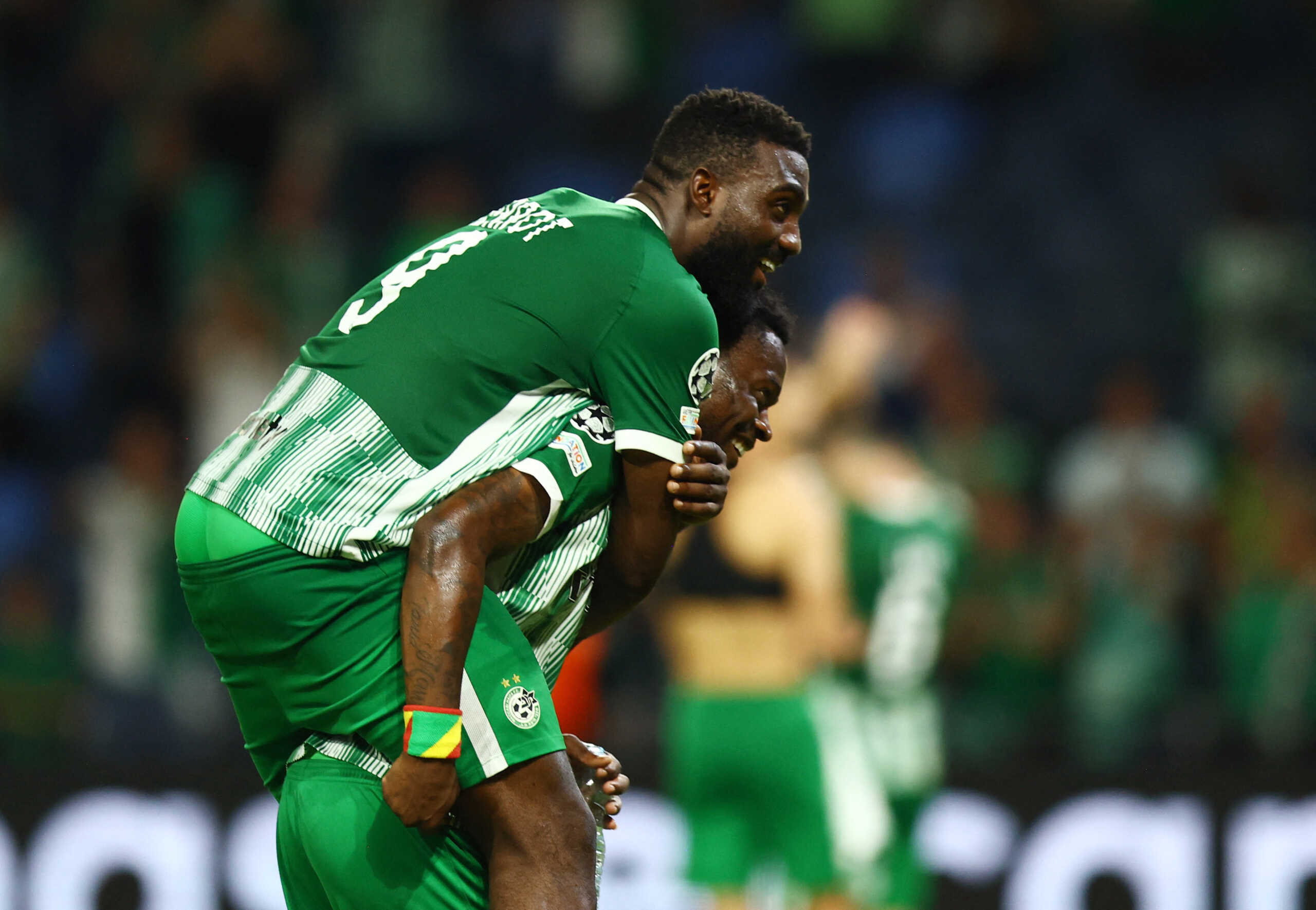 Soccer Football - Champions League - Group H - Maccabi Haifa v Juventus - Sammy Ofer Stadium, Haifa, Israel - October 11, 2022  Maccabi Haifa's Frantzdy Pierrot celebrates after the match REUTERS