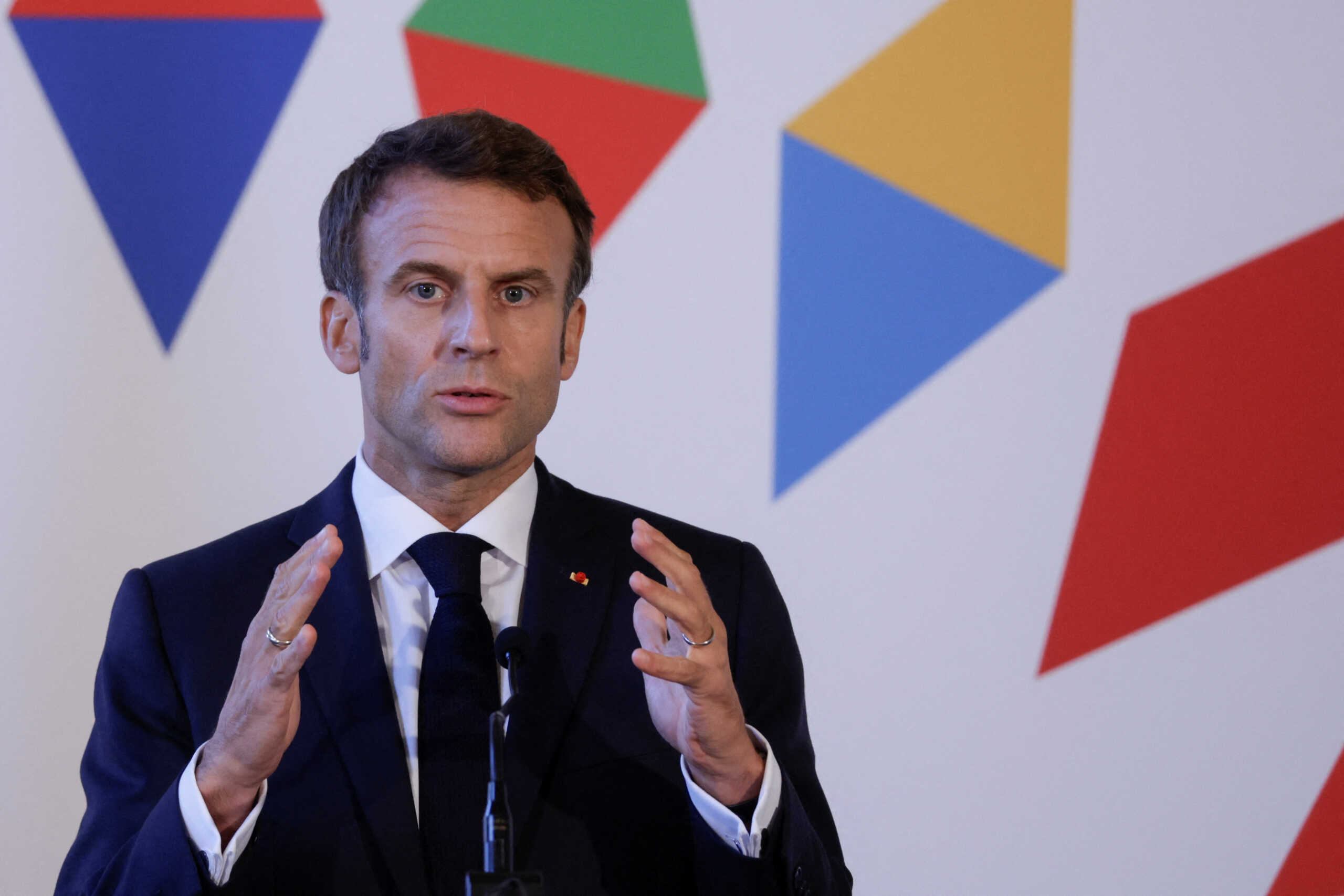 French President Emmanuel Macron attends a news conference, during the Informal EU 27 Summit and Meeting within the European Political Community at Prague Castle, in Prague, Czech Republic, October 7, 2022. REUTERS
