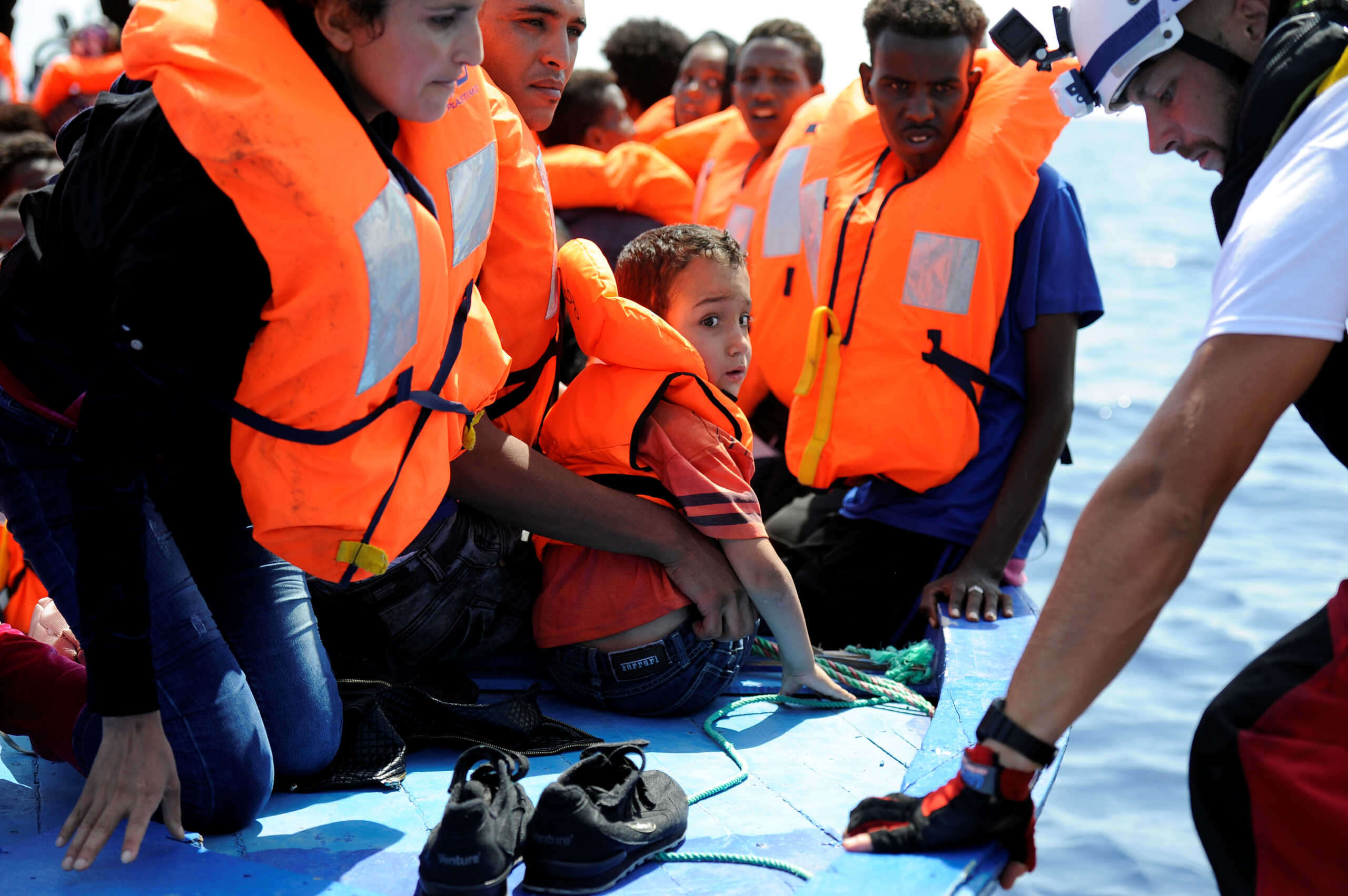 Migrants are rescued by SOS Mediterranee organisation and Doctors Without Borders during a search and rescue (SAR) operation with the MV Aquarius rescue ship in the Mediterranean Sea, off the Libyan Coast, August 10, 2018. REUTERS