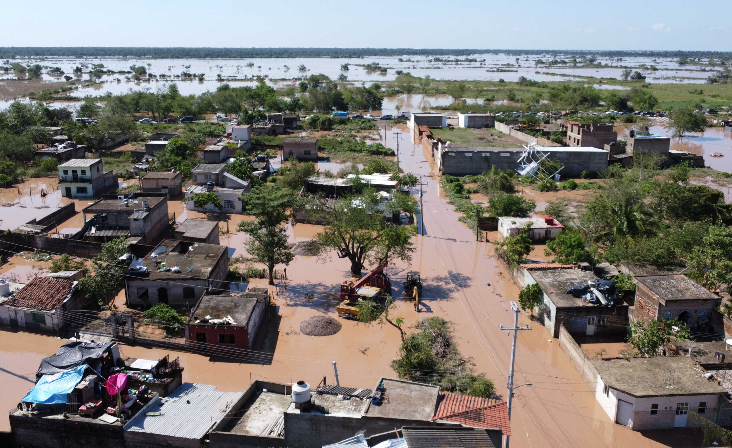 An areal view shows an area flooded after the San Pedro River overflowed due to the impact of Hurricane Roslyn, in Tuxpan, Nayarit state, Mexico October 24 , 2022. REUTERS