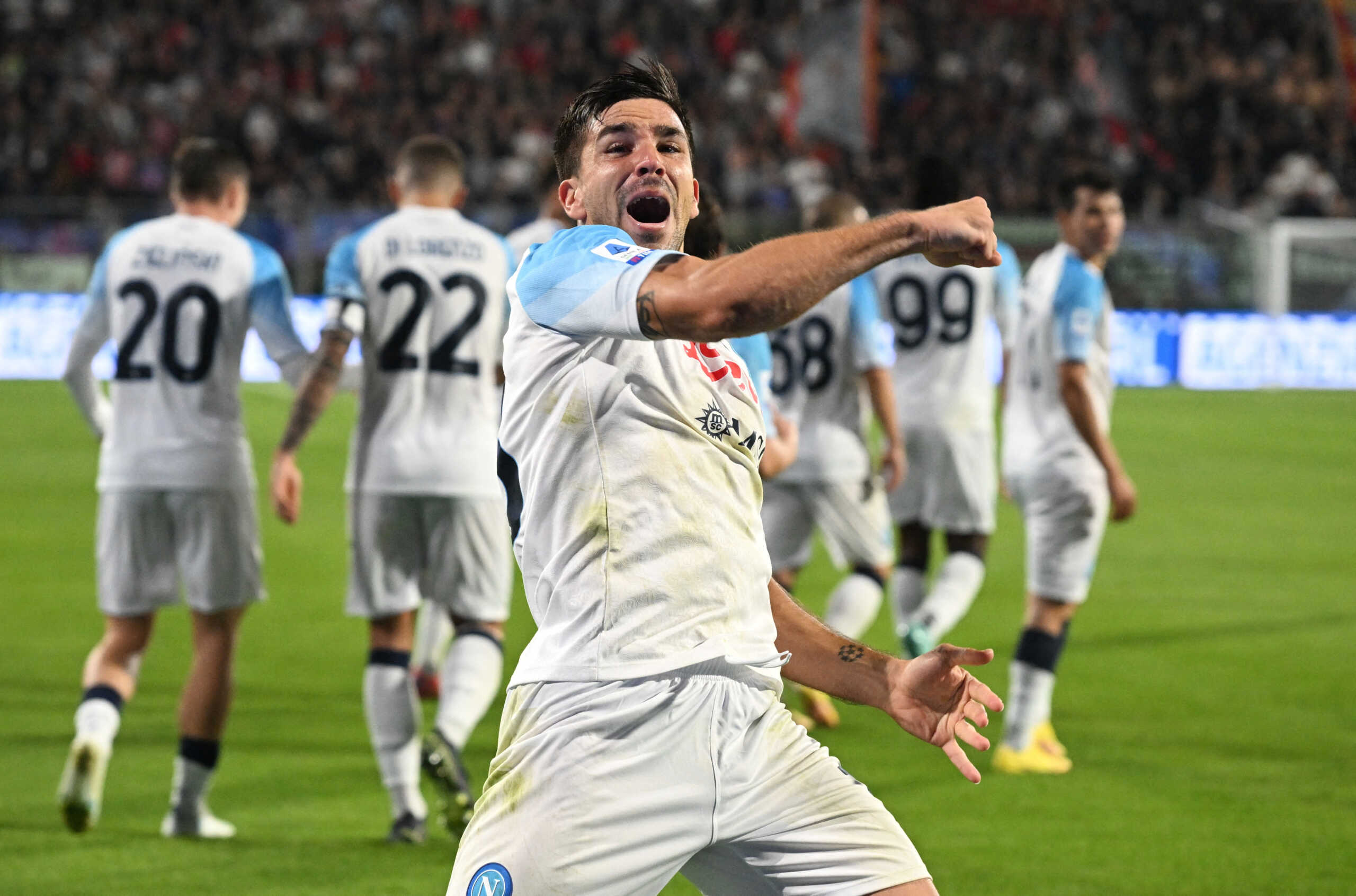 Soccer Football - Serie A - Cremonese v Napoli - Stadio Giovanni Zini, Cremona, Italy - October 9, 2022 Napoli's Giovanni Simeone celebrates scoring their second goal REUTERS
