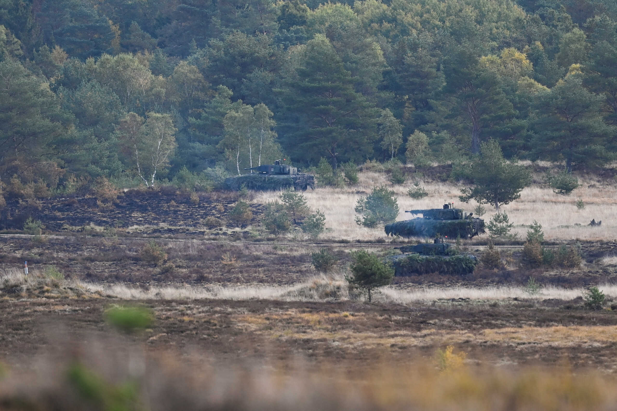 Puma tanks in action during army training at a military base of the German army Bundeswehr in Bergen, Germany, October 17, 2022. REUTERS