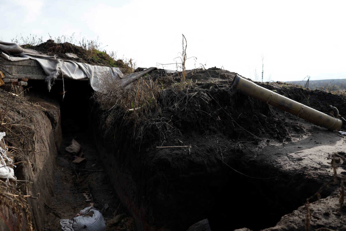 General view of a rocket launcher in a former Russian trench, amid Russia's attack on Ukraine, in Dovgalivka, Ukraine, October 22, 2022. REUTERS