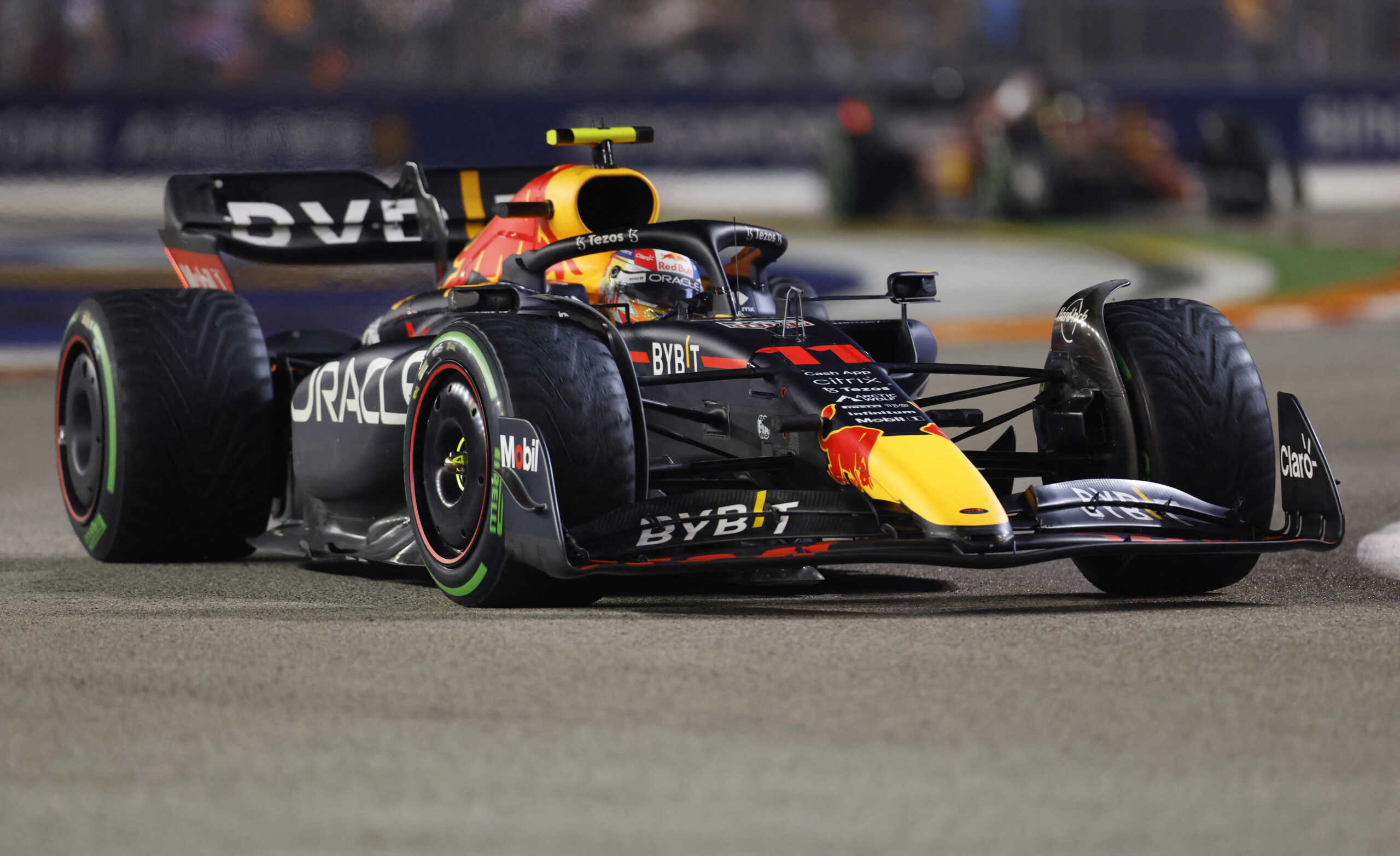 Formula One F1 - Singapore Grand Prix - Marina Bay Street Circuit, Singapore - October 2, 2022 Red Bull's Sergio Perez in action during the race REUTERS