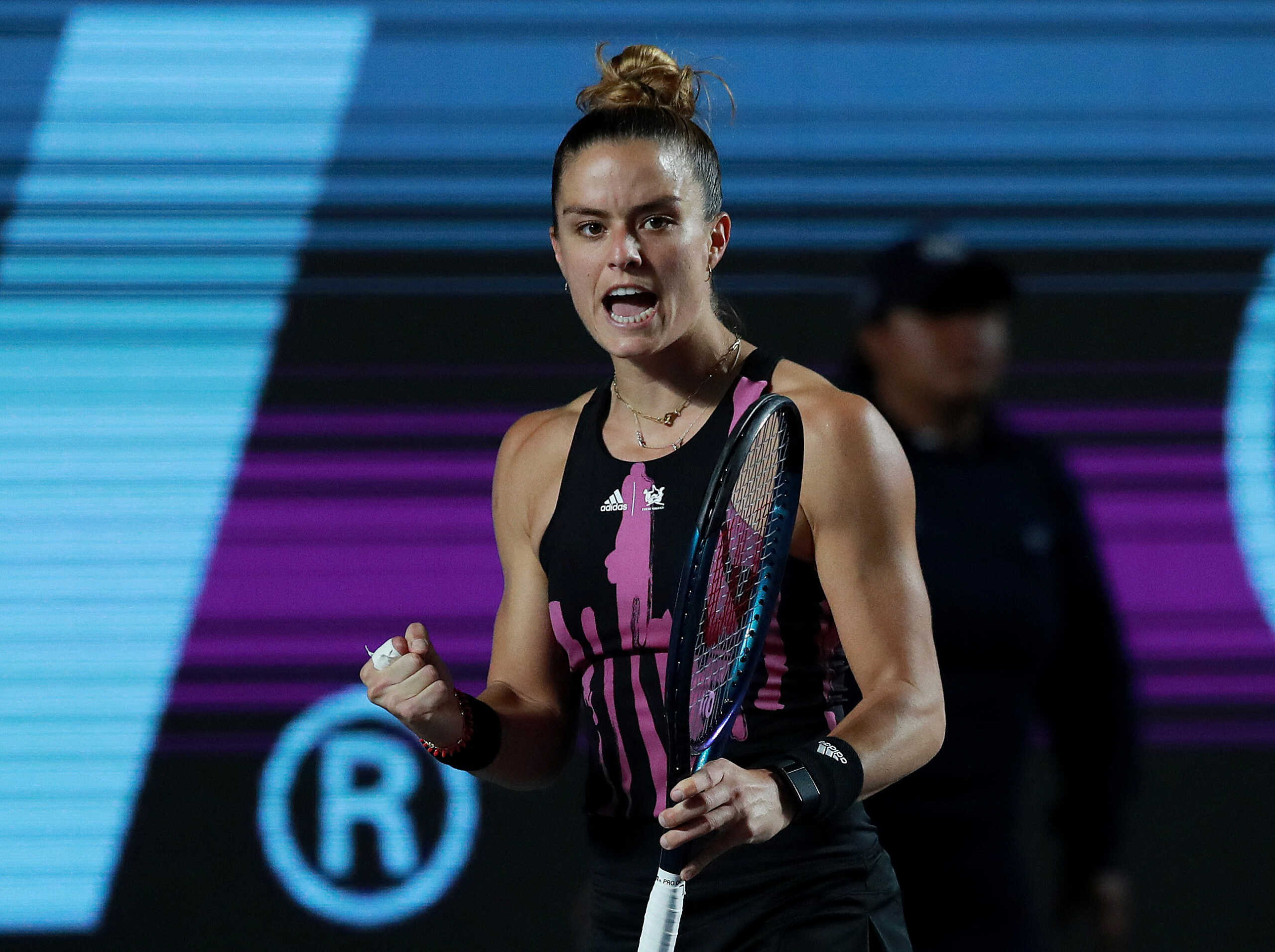 Tennis - WTA 1000 - Guadalajara Open - Guadalajara, Mexico - October 21, 2022 Greece's Maria Sakkari reacts during her quarter final match against Russia's Veronika Kudermetova REUTERS