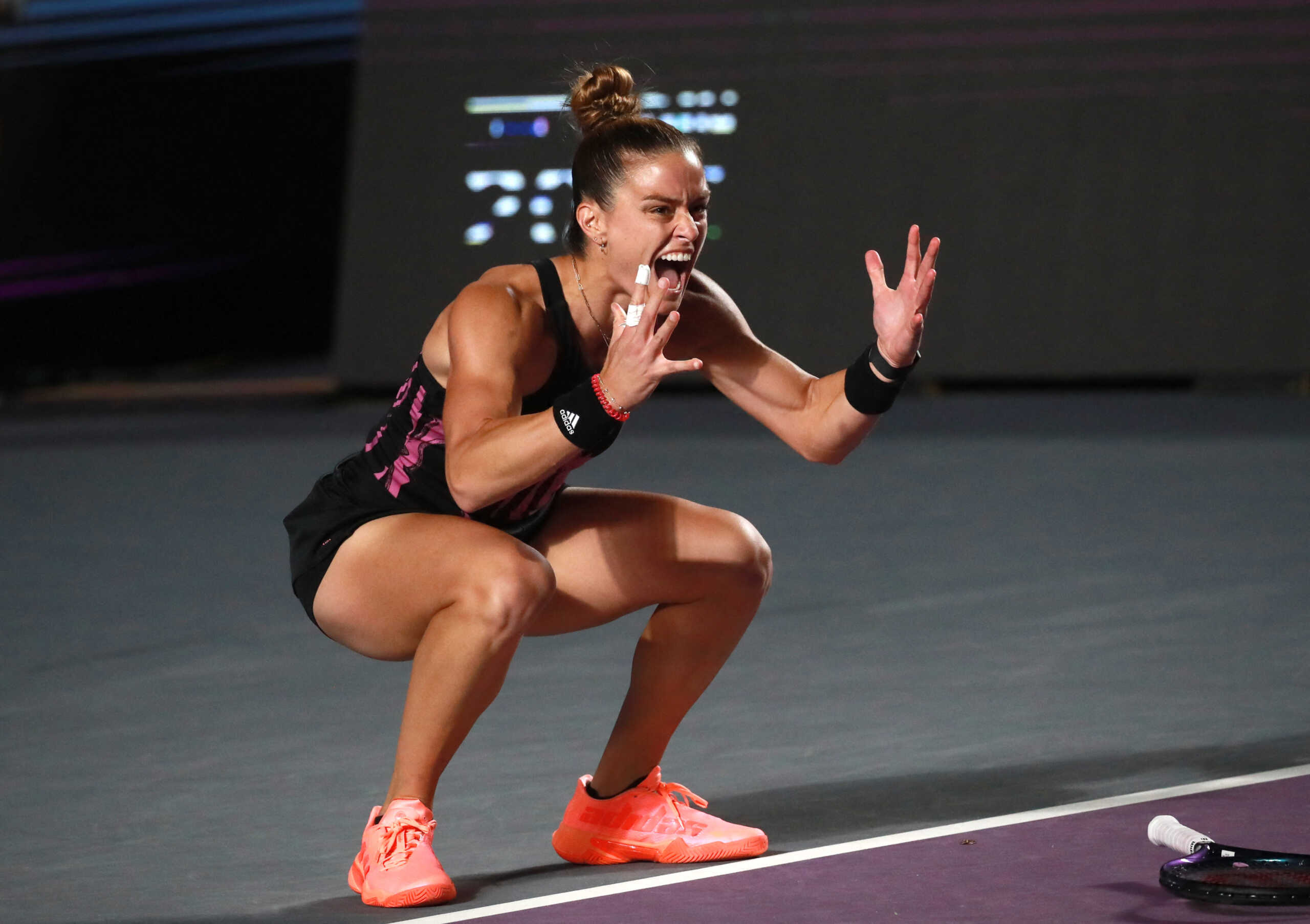 Tennis - WTA 1000 - Guadalajara Open - Guadalajara, Mexico - October 21, 2022 Greece's Maria Sakkari  celebrates after winning her quarter final match against Russia's Veronika Kudermetova REUTERS