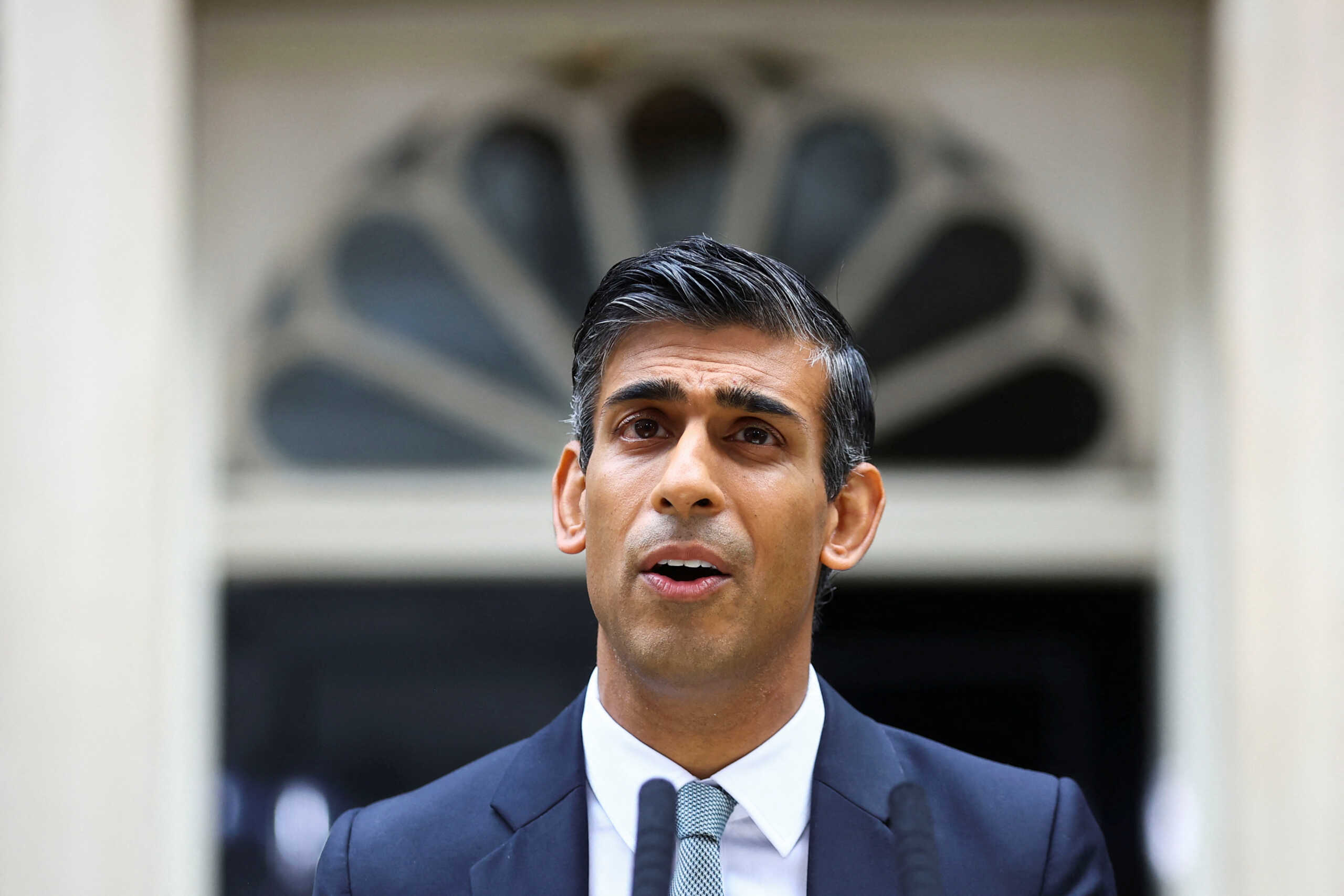 Britain's new Prime Minister Rishi Sunak delivers a speech outside Number 10 Downing Street, in London, Britain, October 25, 2022. REUTERS