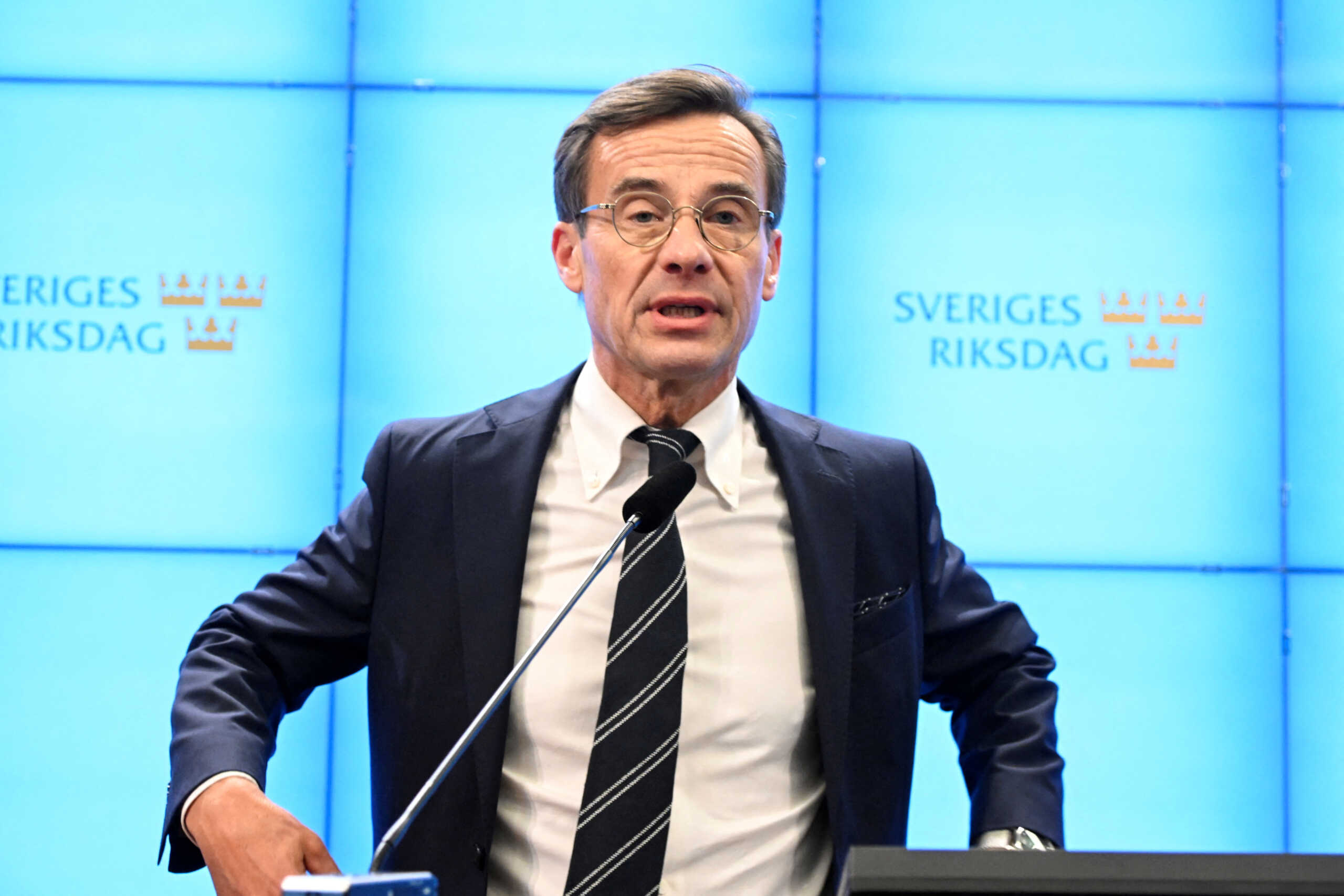 Sweden's Moderate Party leader Ulf Kristersson speaks, after being confirmed as new prime minister, in Stockholm, Sweden, October 17, 2022. TT News Agency