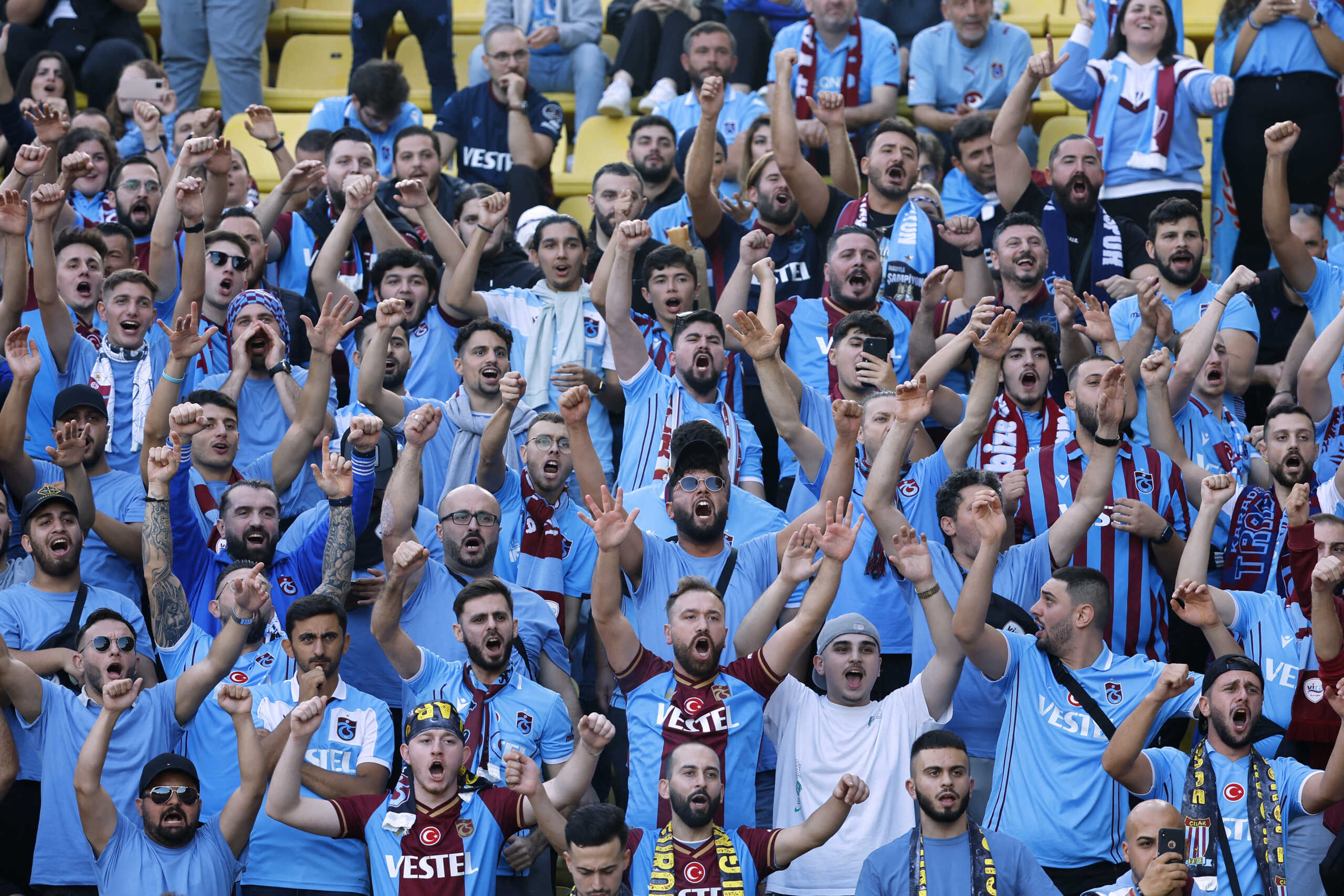 Soccer Football - Europa League - Group H - AS Monaco v Trabzonspor - Stade Louis II, Monaco - October 6, 2022 Trabzonspor fans inside the stadium before the match REUTERS
