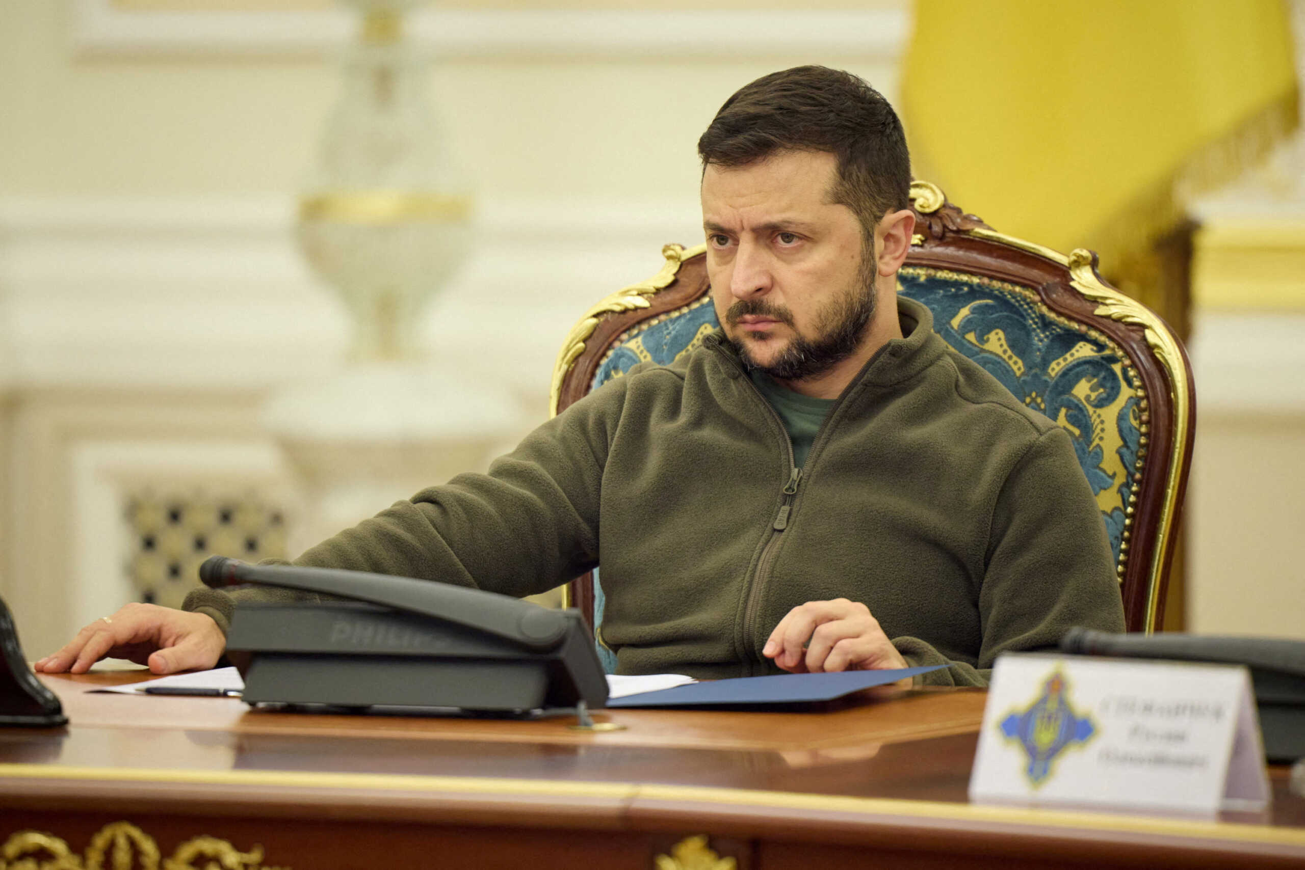 FILE PHOTO: Ukraine's President Volodymyr Zelenskiy attends a meeting of the National Security and Defence Council in Kyiv, Ukraine September 30, 2022.  Ukrainian Presidential Press Service