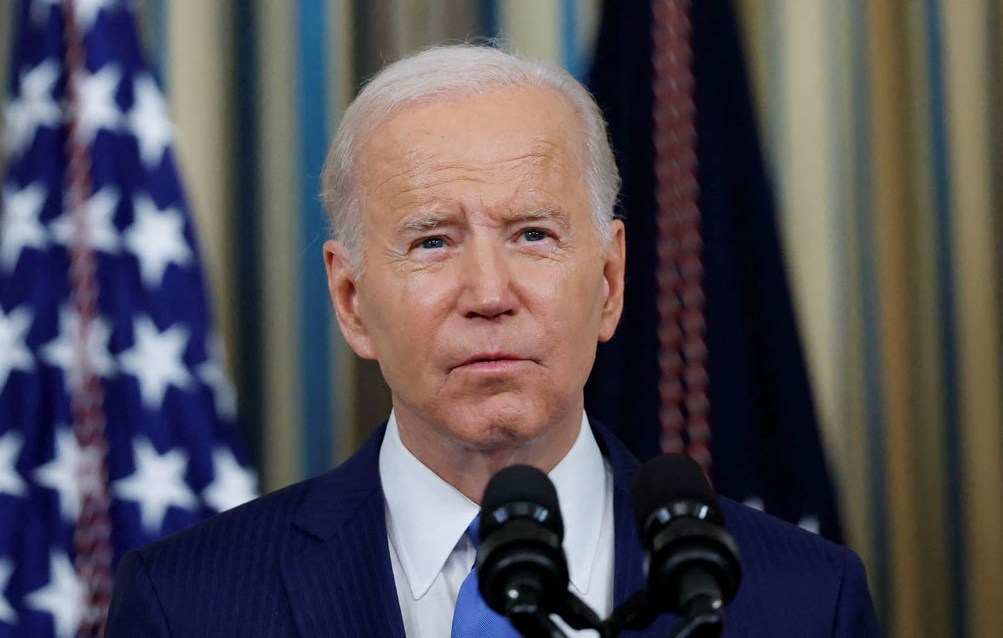 U.S. President Joe Biden discusses the 2022 U.S. midterm election results during a news conference in the State Dining Room at the White House in Washington, U.S., November 9, 2022. REUTERS