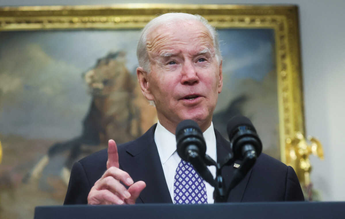 U.S. President Joe Biden makes a statement about gasoline prices and oil company profits in the Roosevelt Room at the White House in Washington, U.S., October 31, 2022. REUTERS