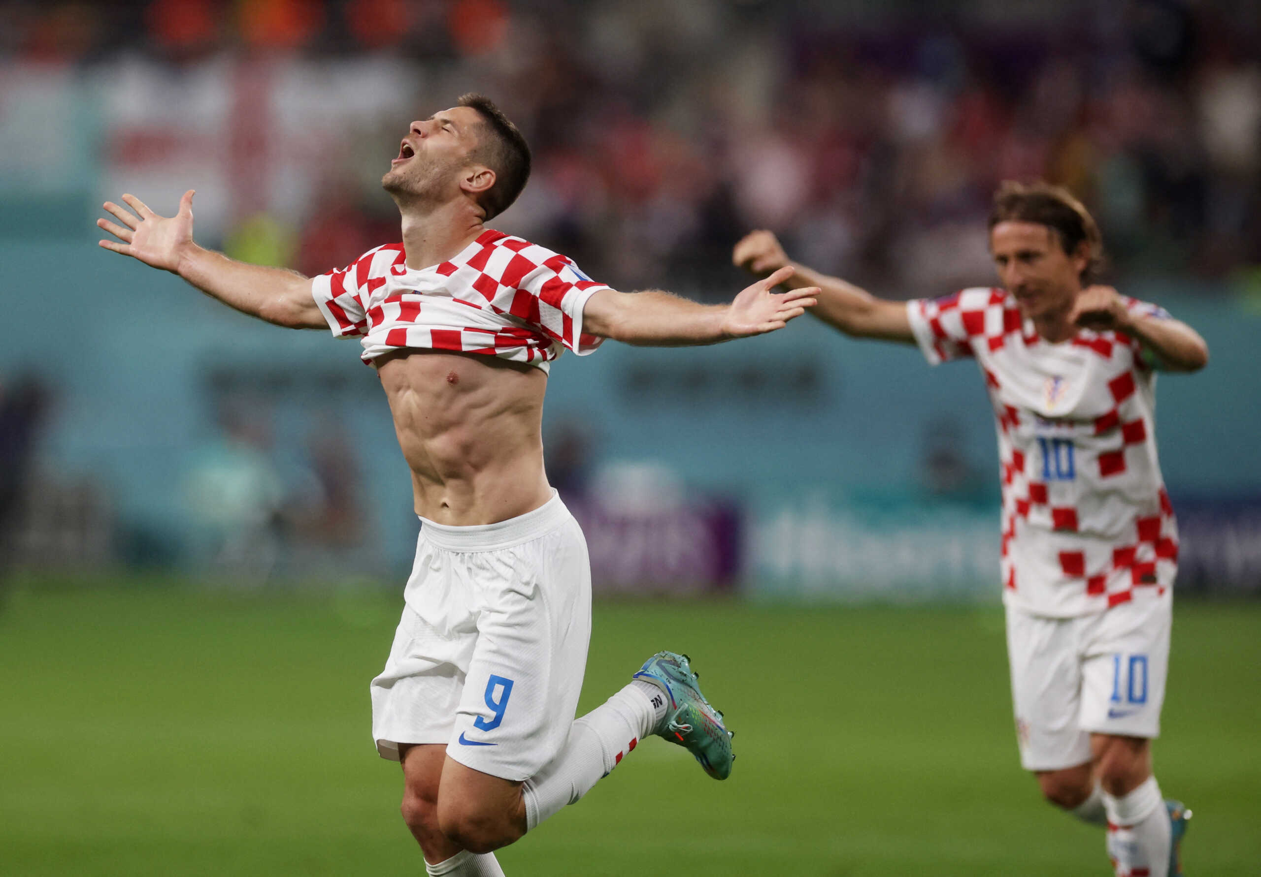 Soccer Football - FIFA World Cup Qatar 2022 - Group F - Croatia v Canada - Khalifa International Stadium, Doha, Qatar - November 27, 2022 Croatia's Andrej Kramaric celebrates scoring their third goal REUTERS