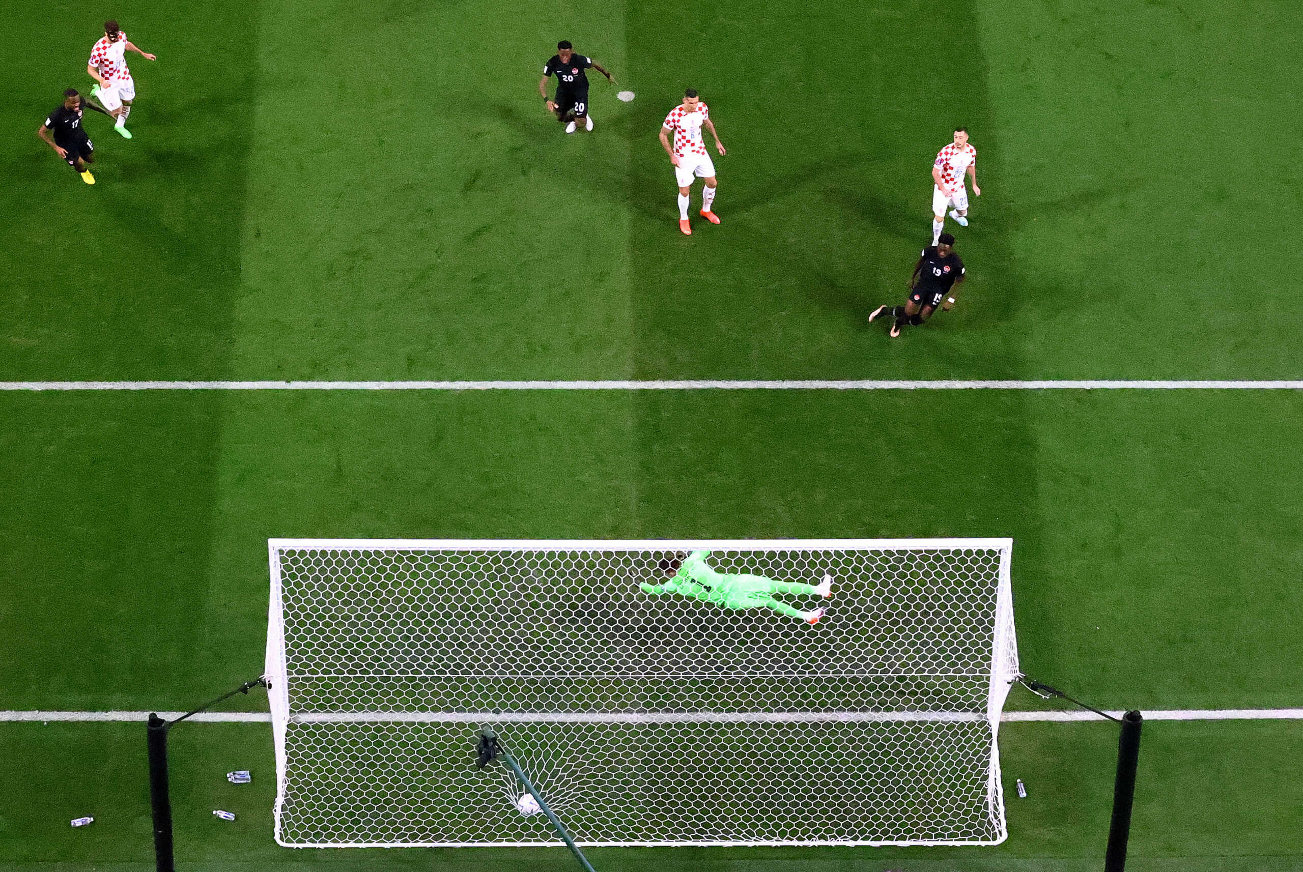 Soccer Football - FIFA World Cup Qatar 2022 - Group F - Croatia v Canada - Khalifa International Stadium, Doha, Qatar - November 27, 2022 Canada's Alphonso Davies scores their first goal REUTERS