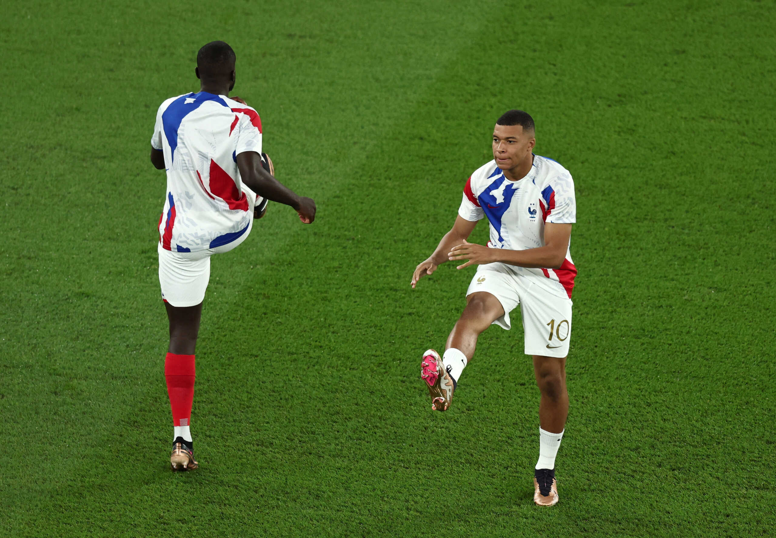 Soccer Football - FIFA World Cup Qatar 2022 - Group D - France v Denmark - Stadium 974, Doha, Qatar - November 26, 2022 France's Kylian Mbappe during the warm up before the match REUTERS