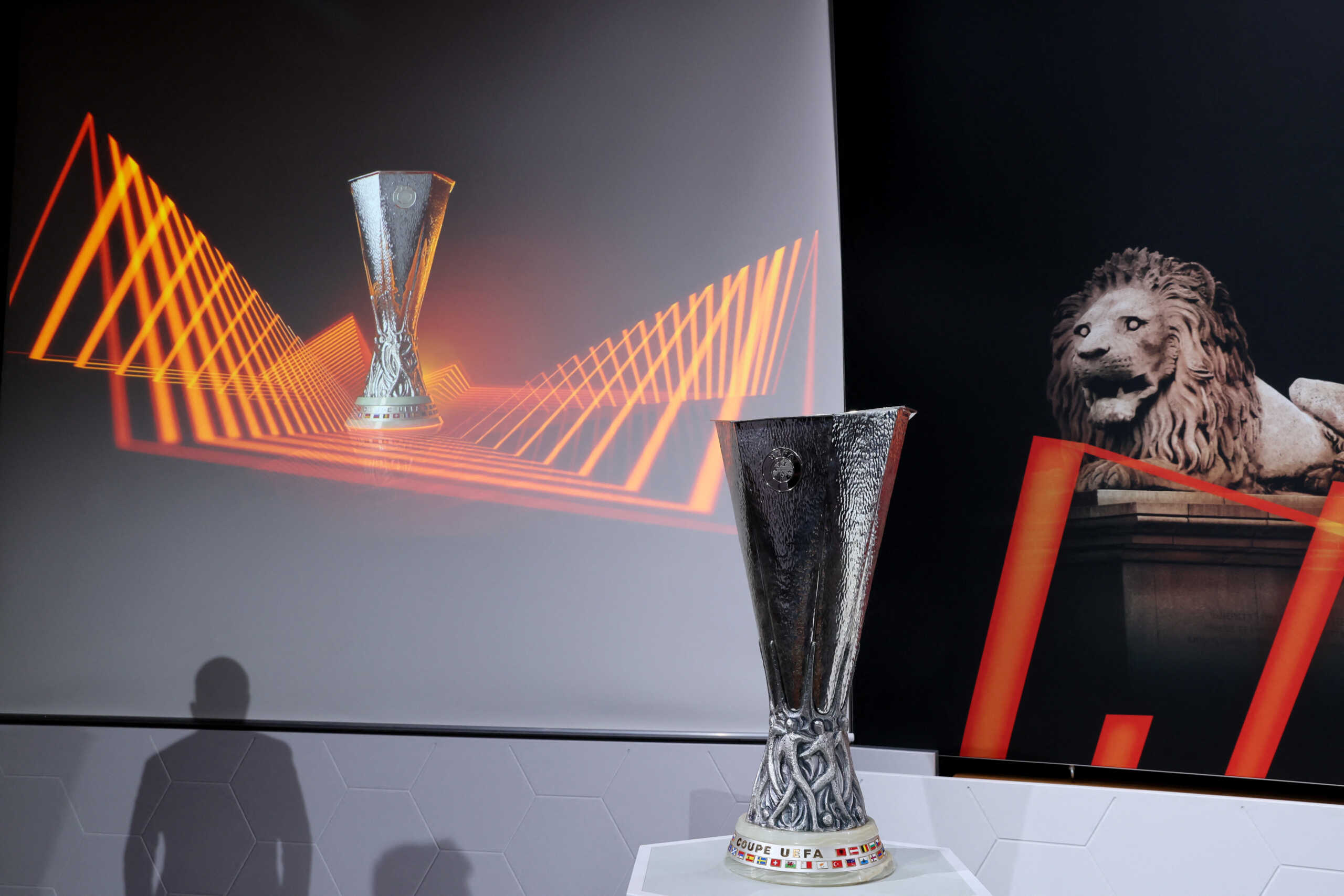 Soccer Football - Europa League - Knockout Round Play-Off Draw - Nyon, Switzerland - November 7, 2022 General view of the Europa League trophy before the draw REUTERS