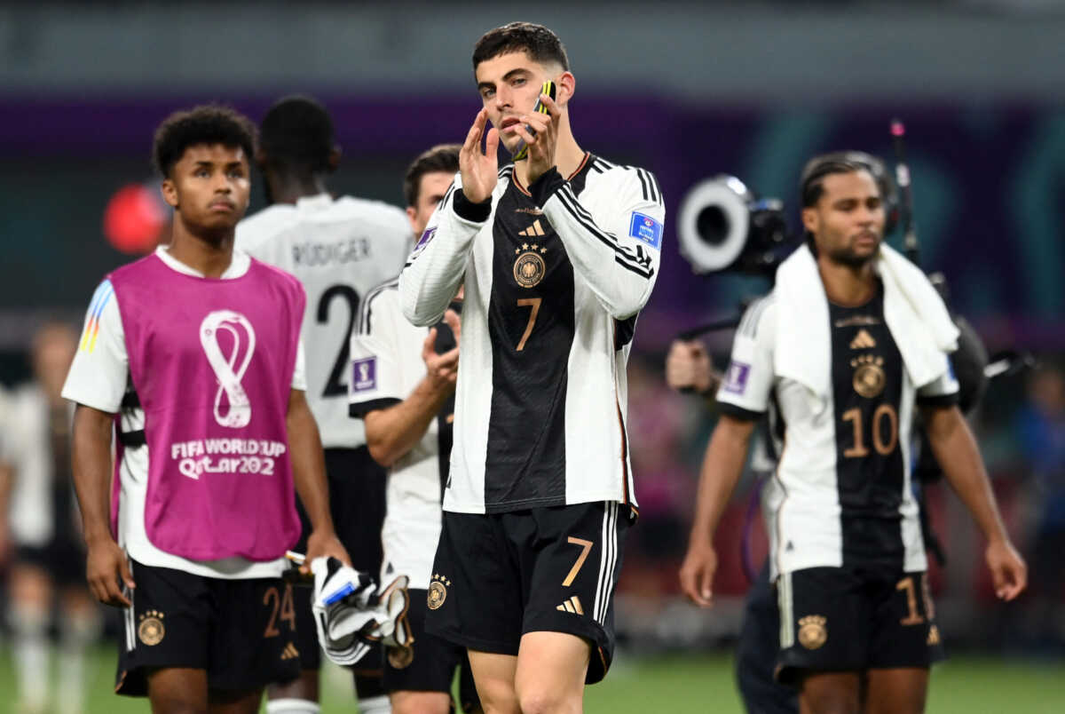 Soccer Football - FIFA World Cup Qatar 2022 - Group E - Germany v Japan - Khalifa International Stadium, Doha, Qatar - November 23, 2022 Germany's Kai Havertz looks dejected as he applauds fans after the match REUTERS