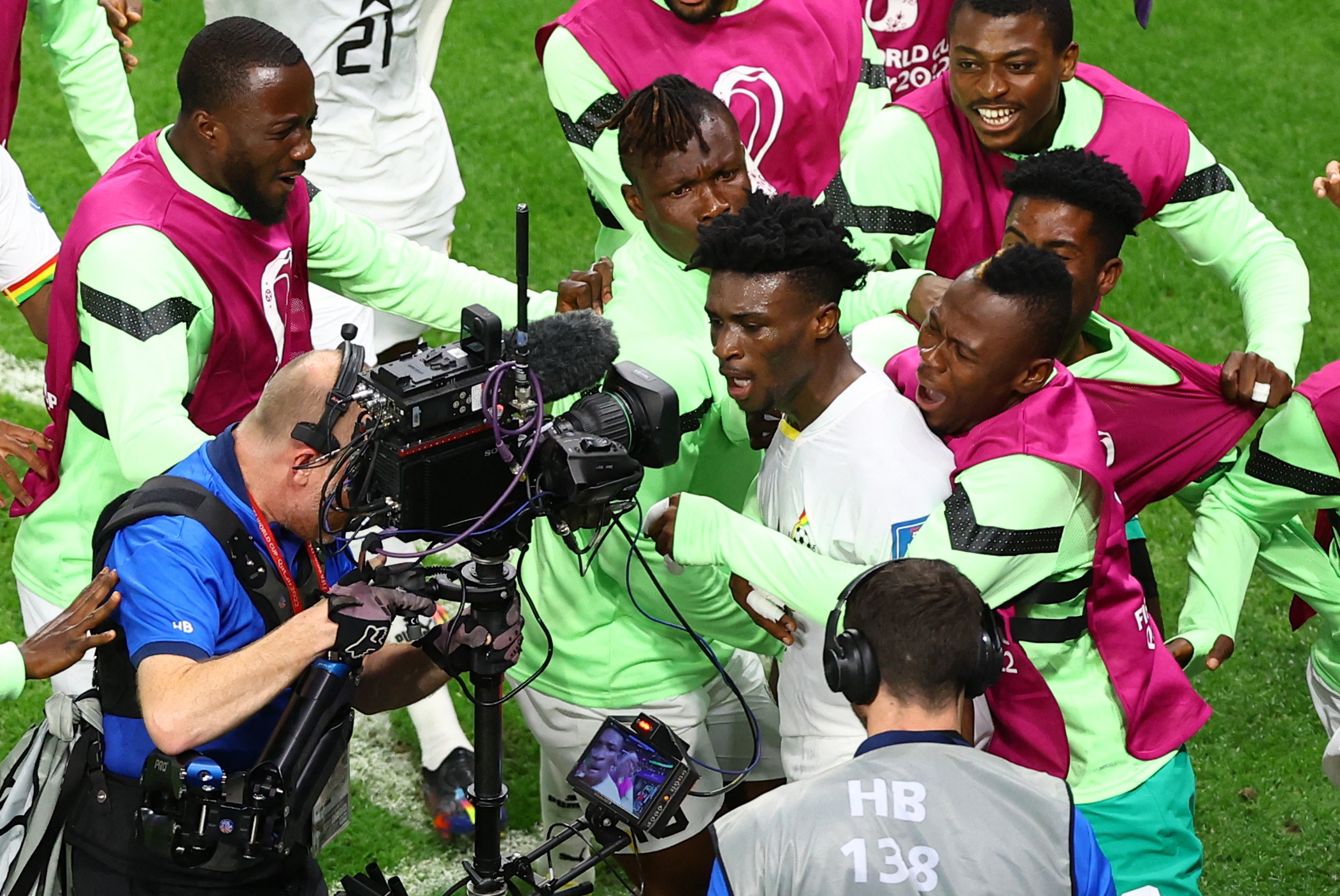 Soccer Football - FIFA World Cup Qatar 2022 - Group H - South Korea v Ghana - Education City Stadium, Al Rayyan, Qatar - November 28, 2022 Ghana's Mohammed Kudus celebrates scoring their third goal with teammates REUTERS