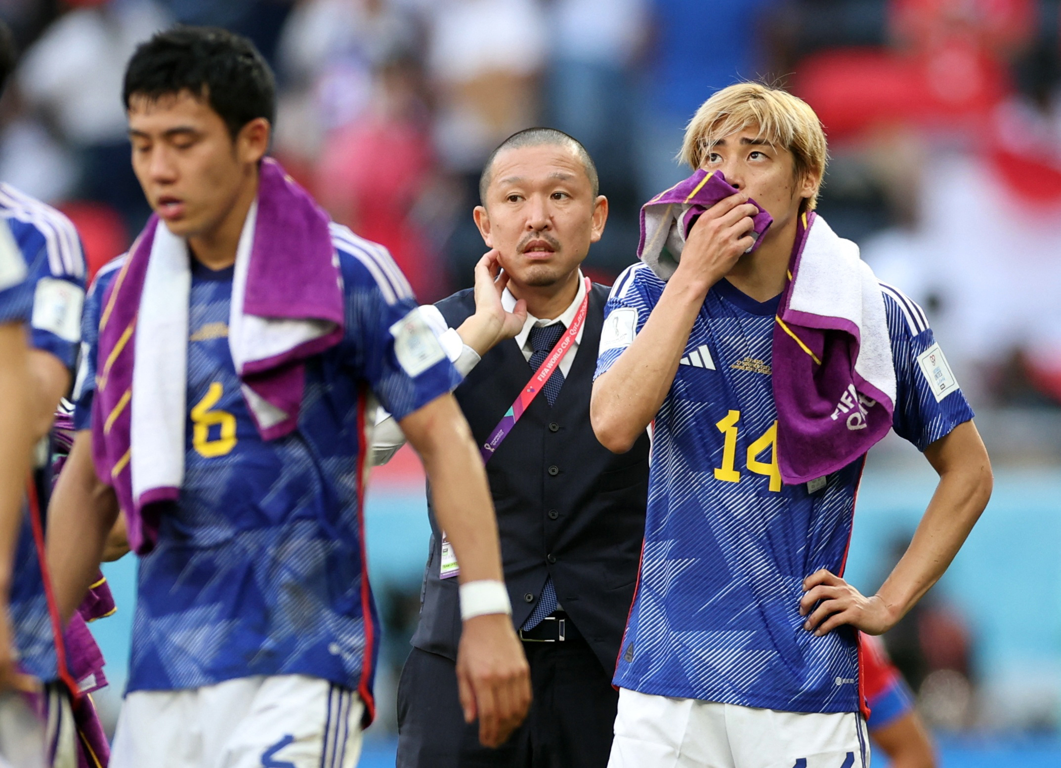 Soccer Football - FIFA World Cup Qatar 2022 - Group E - Japan v Costa Rica - Ahmad Bin Ali Stadium, Al Rayyan, Qatar - November 27, 2022 Japan's Junya Ito looks dejected after the match REUTERS