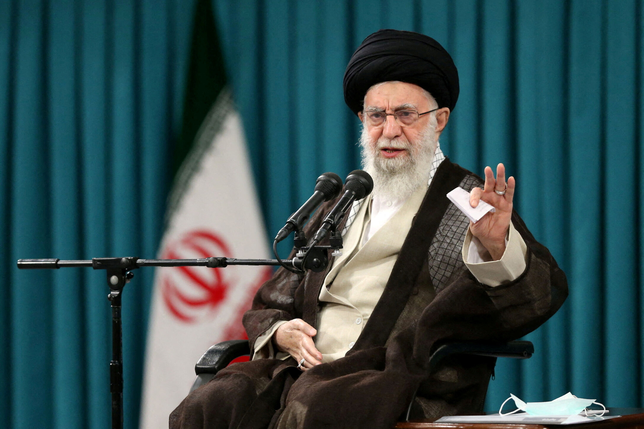 FILE PHOTO: Iran's Supreme Leader Ayatollah Ali Khamenei speaks during a meeting with a group of students in Tehran, Iran November 2, 2022. Office of the Iranian Supreme Leader