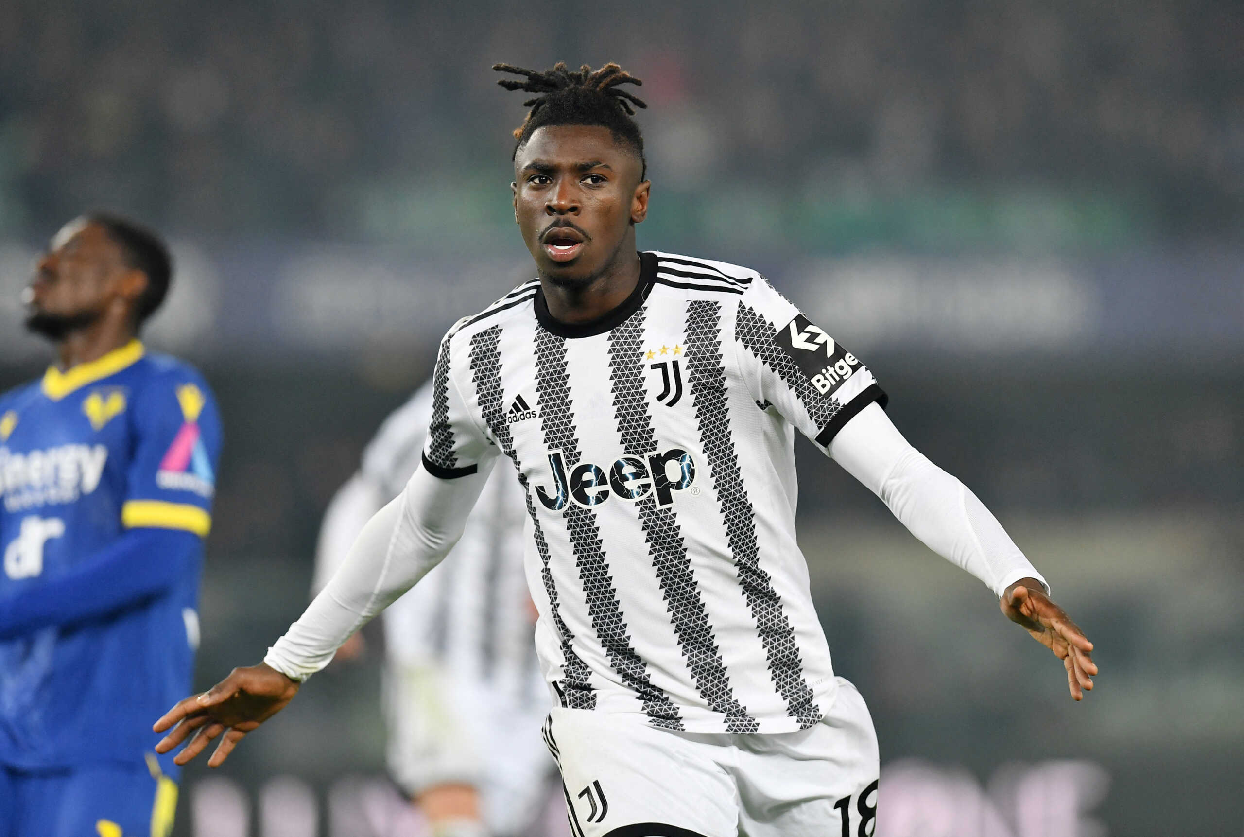 Soccer Football - Serie A - Hellas Verona v Juventus - Stadio Marc'Antonio Bentegodi, Verona, Italy - November 10, 2022 Juventus' Moise Kean celebrates scoring their first goal REUTERS