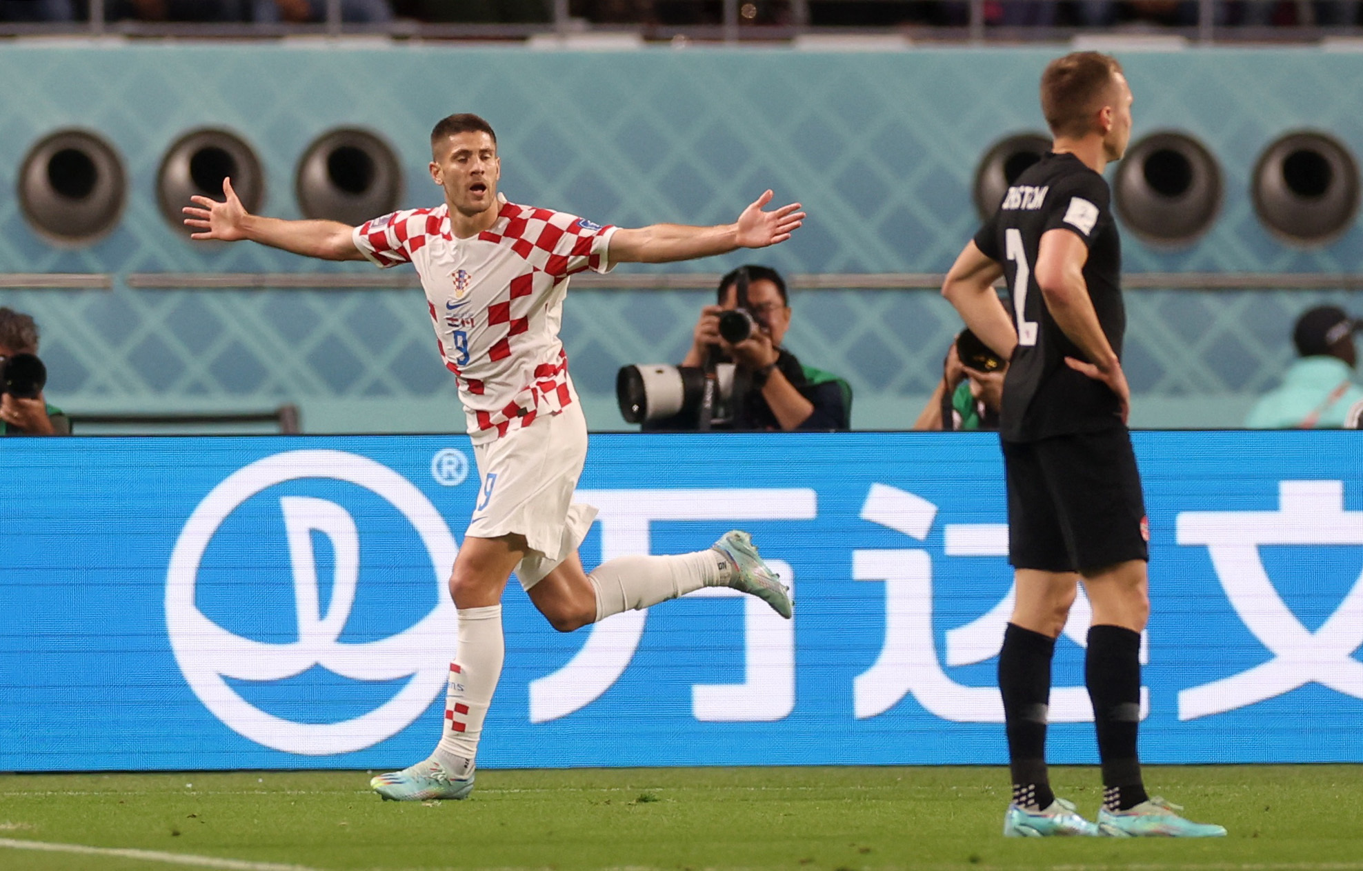 Soccer Football - FIFA World Cup Qatar 2022 - Group F - Croatia v Canada - Khalifa International Stadium, Doha, Qatar - November 27, 2022 Croatia's Andrej Kramaric celebrates scoring their first goal REUTERS