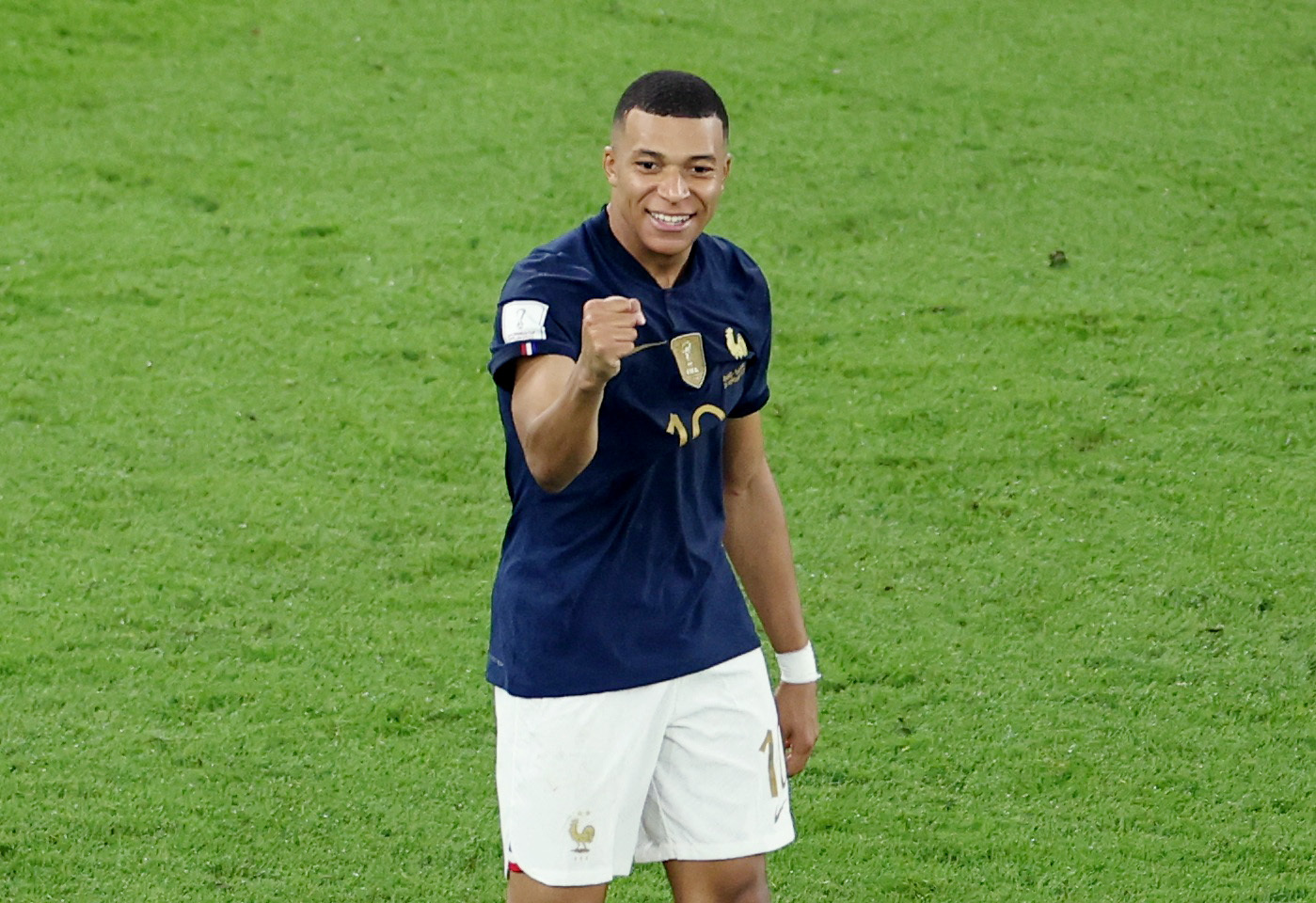 Soccer Football - FIFA World Cup Qatar 2022 - Group D - France v Denmark - Stadium 974, Doha, Qatar - November 26, 2022 France's Kylian Mbappe celebrates scoring their second goal REUTERS
