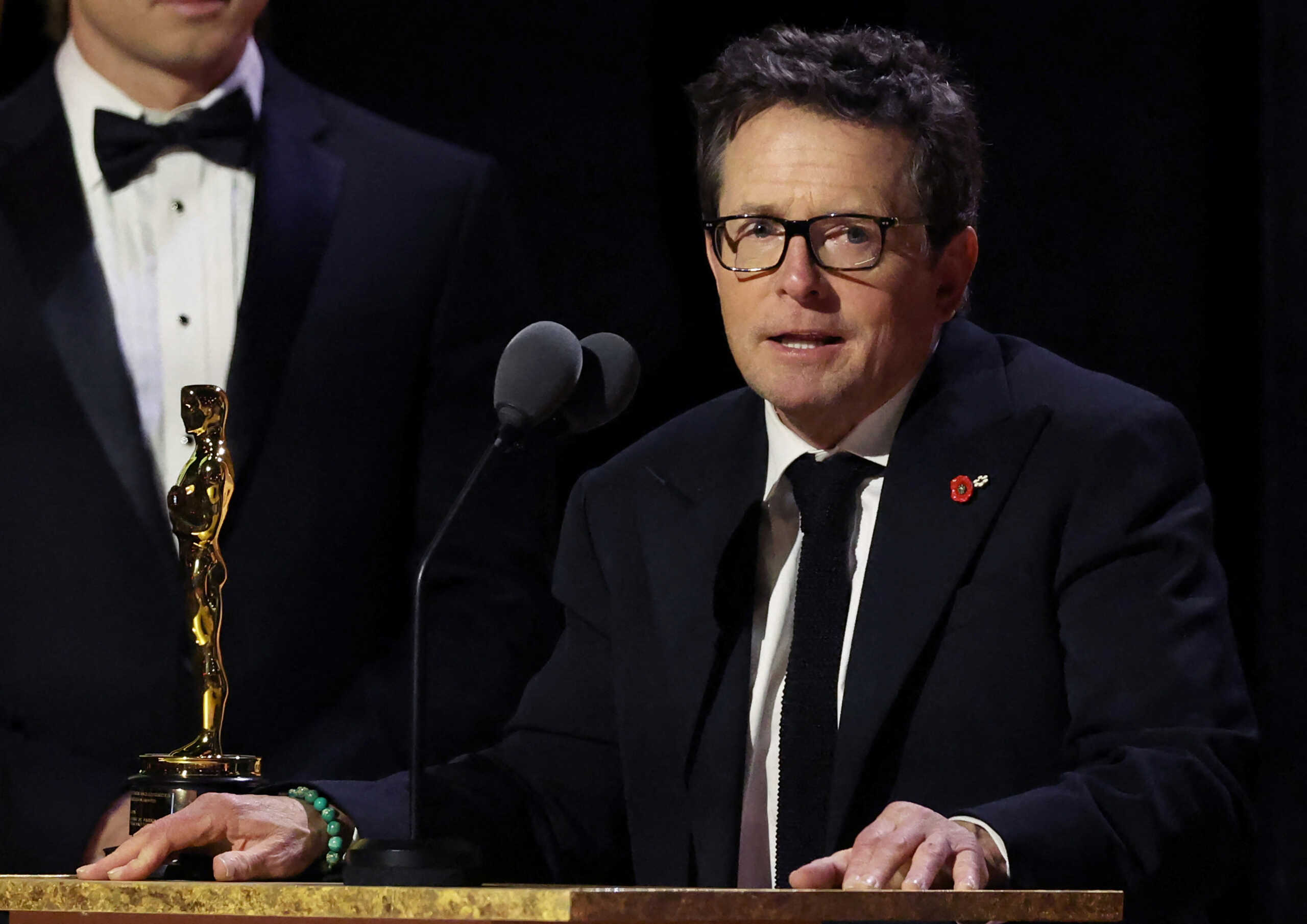 Actor Michael J. Fox accepts the Jean Hersholt Humanitarian Award at the 13th Governors Awards in Los Angeles, California, U.S., November 19, 2022. REUTERS
