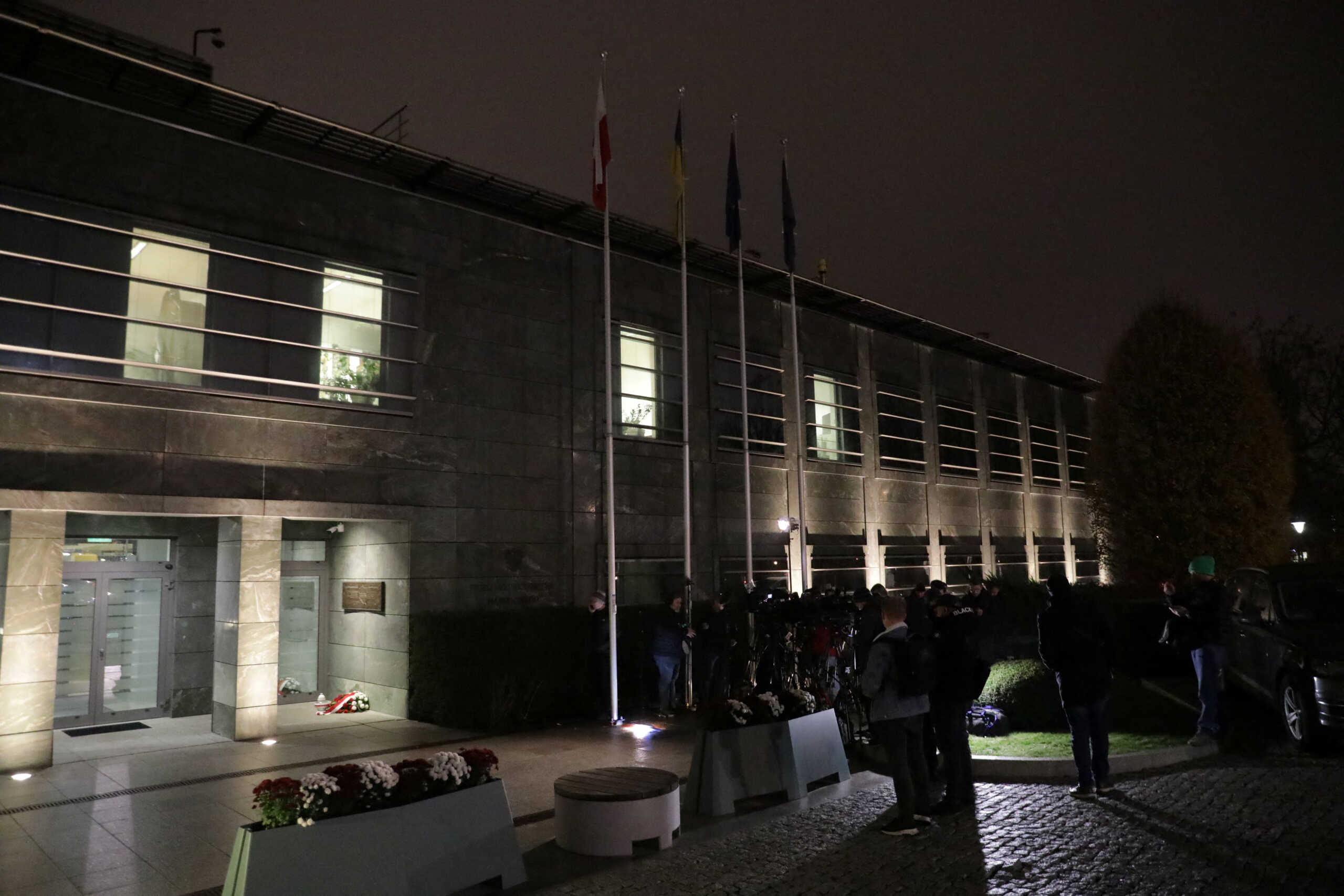 A general view of National Security Bureau as meeting of the security committee is on the way in connection with the missile attack on the territory of Poland, in Warsaw, Poland, November 15, 2022. Maciek Jazwiecki