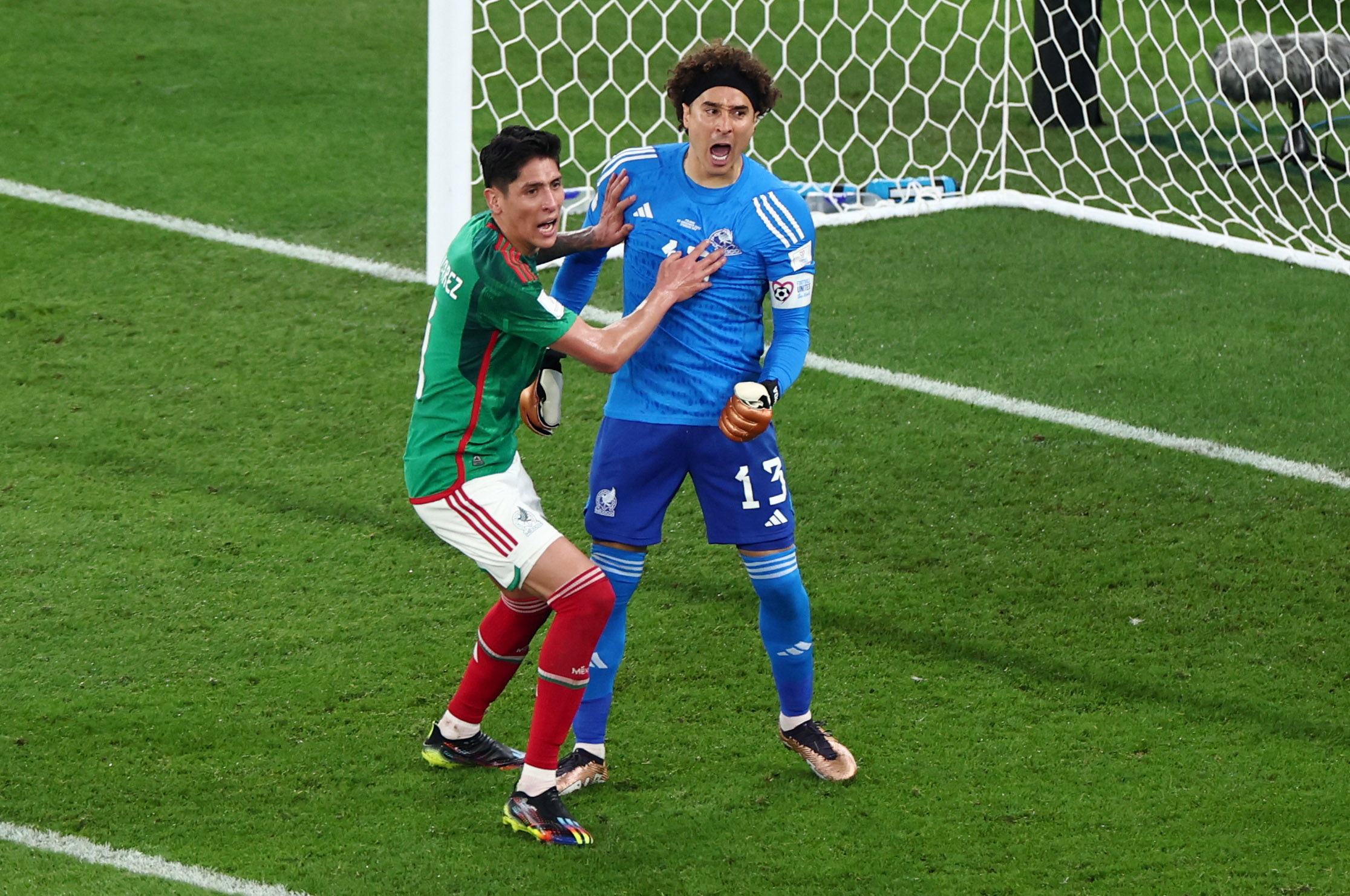 Soccer Football - FIFA World Cup Qatar 2022 - Group C - Mexico v Poland - Stadium 974, Doha, Qatar - November 22, 2022 Mexico's Guillermo Ochoa celebrates after saving a penalty shot from Poland's Robert Lewandowski REUTERS