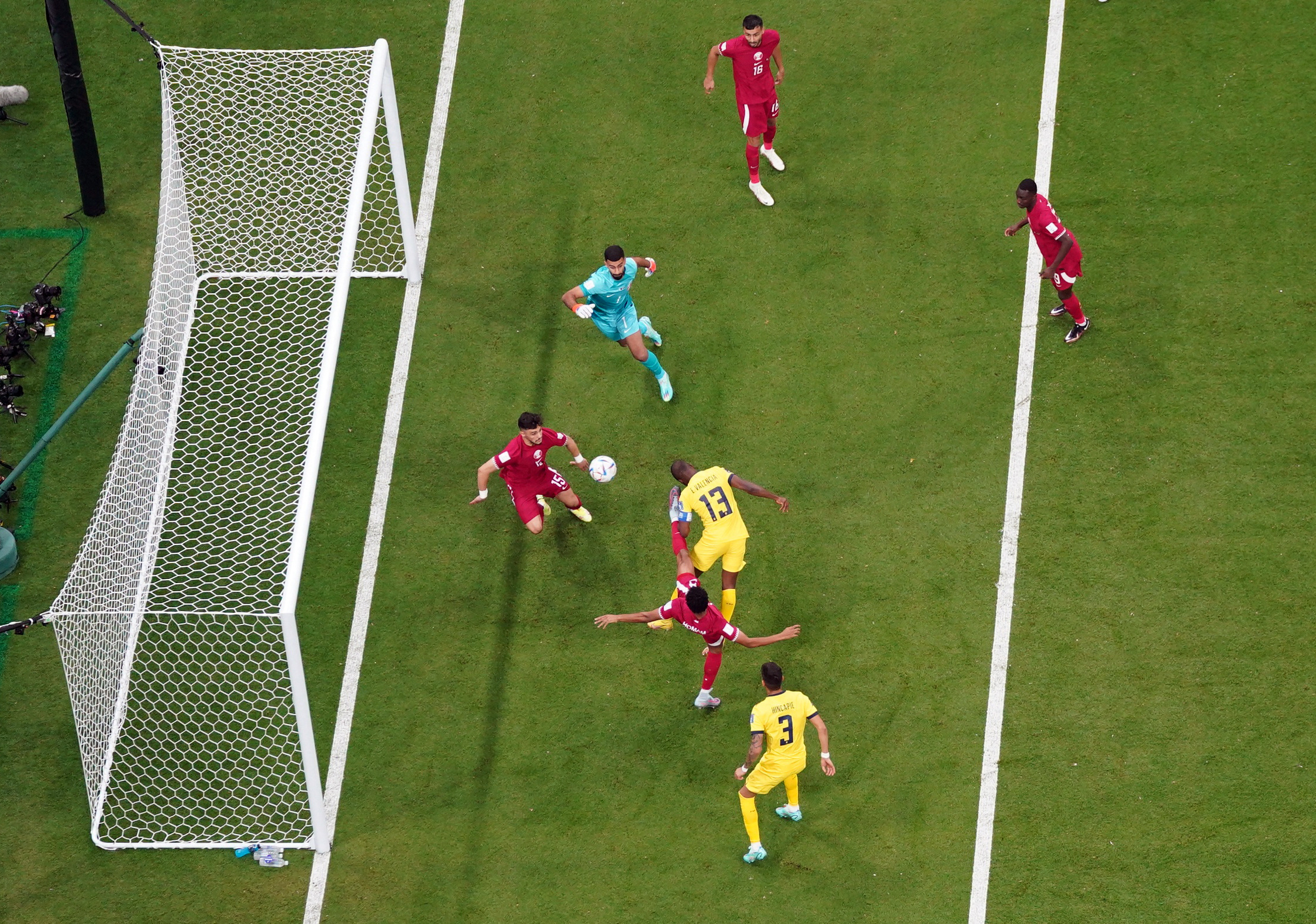 Soccer Football - FIFA World Cup Qatar 2022 - Group A - Qatar v Ecuador - Al Bayt Stadium, Al Khor, Qatar - November 20, 2022 Ecuador's Enner Valencia scores a disallowed goal REUTERS