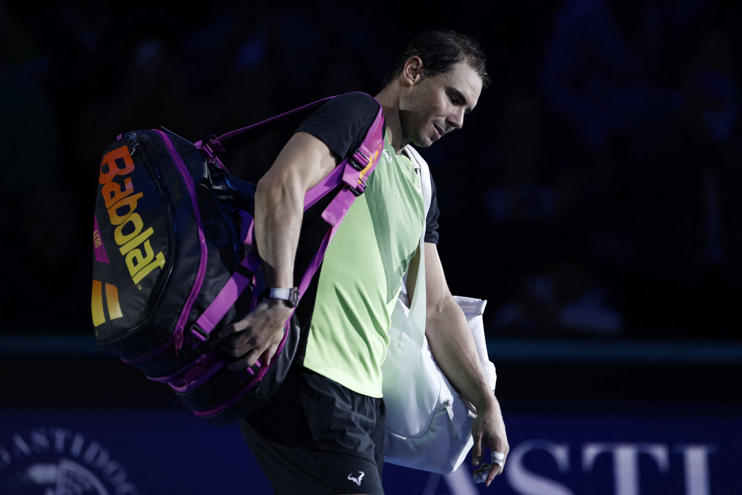 Tennis - ATP Finals Turin - Pala Alpitour, Turin, Italy - November 15, 2022  Spain's Rafael Nadal looks dejected as he leaves the court after losing his group stage match against Canada's Felix Auger Aliassime REUTERS